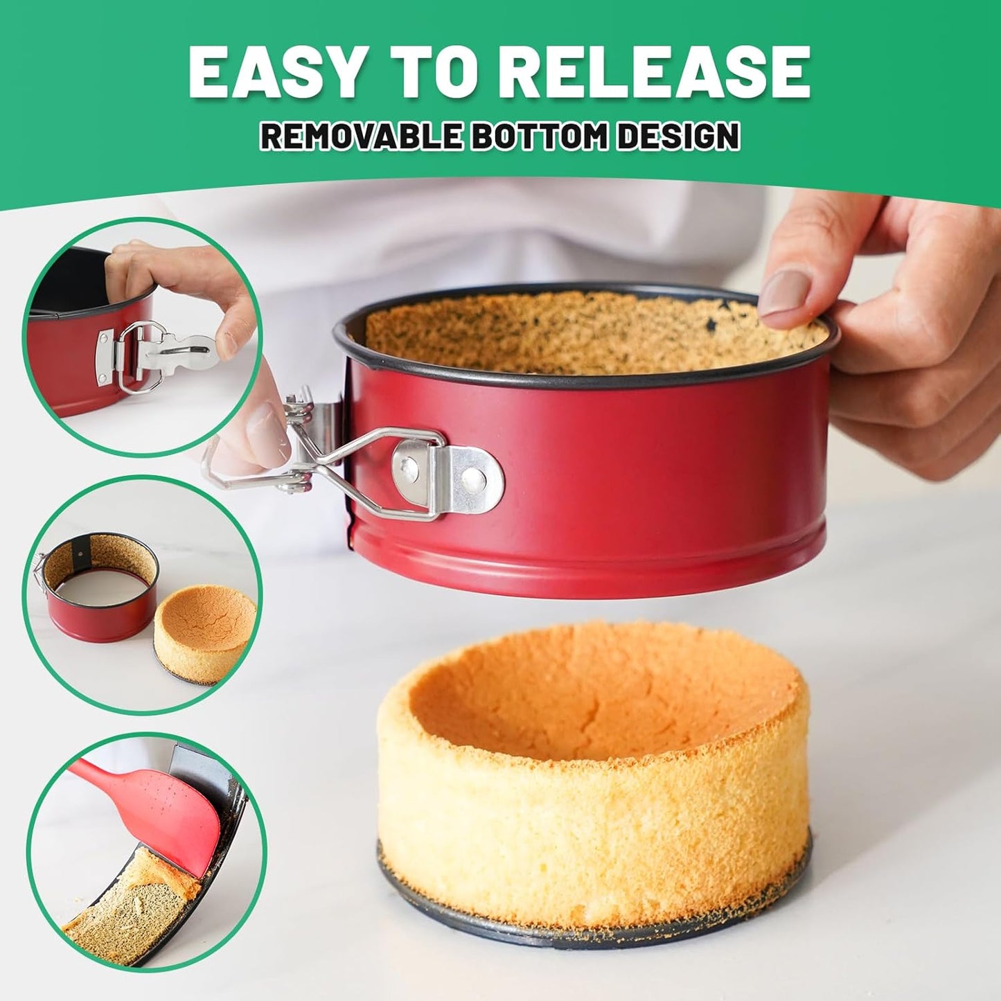 Springform Pan Set, Round Nonstick Pan (Red1)