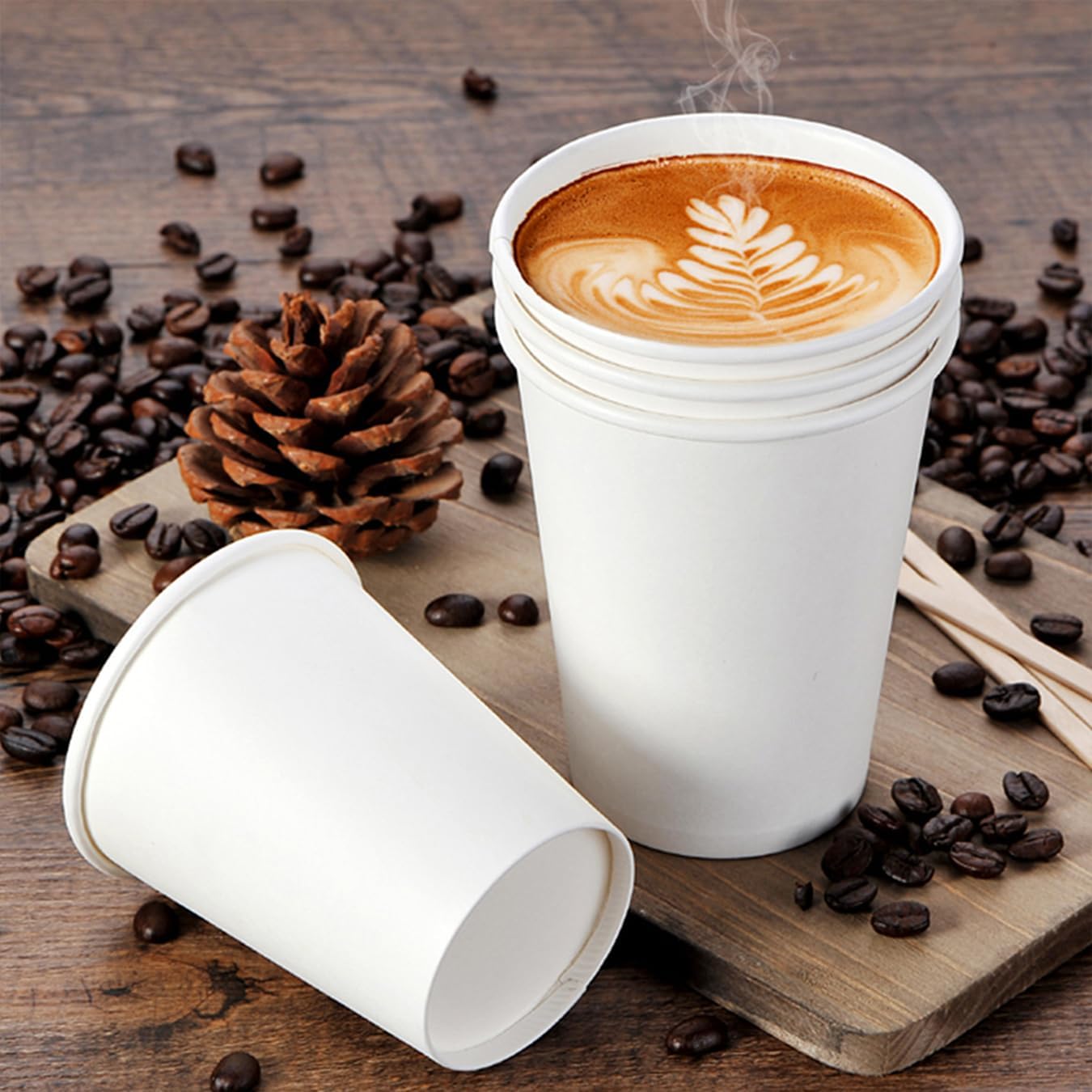 𝟐𝟏𝟎 𝐂𝐨𝐮𝐧𝐭 𝟏𝟐 𝐨𝐳 Disposable White Paper Coffee Cups, To Go Hot Cups for Coffee, Chocolate, Juice, Hot or Cold Beverage Drinking Cup Suitable for Party, Office, Travel, and Events