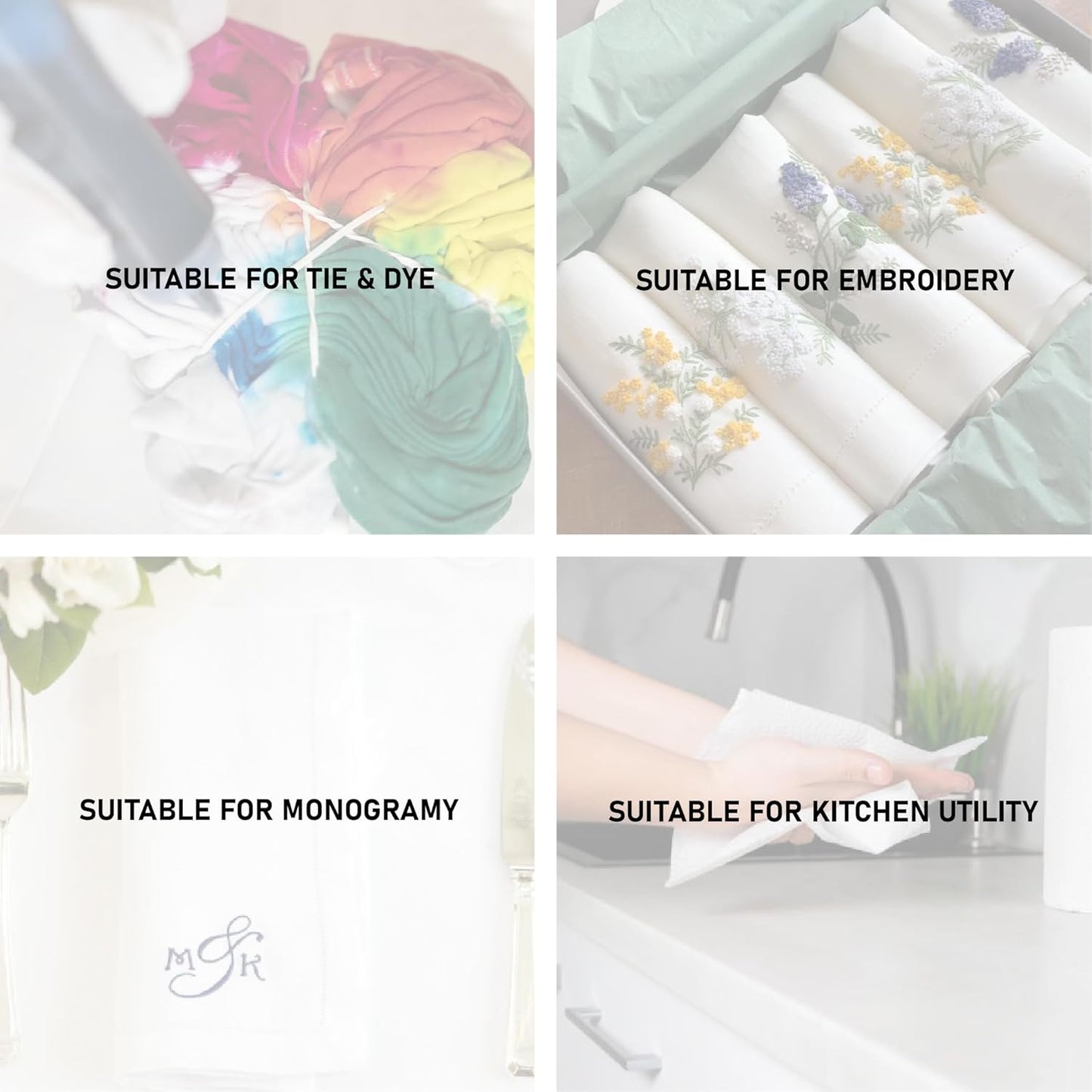 TARAN LIVING Kitchen Towels 100% Cotton Solid Kitchen Dish Cloths, Kitchen Hand Towel Reusuable Dish Towel for Cleaning & Drying Tea Towels Set with Hanging Loop - 18"x 28", Pack of 6 Pastel Colors