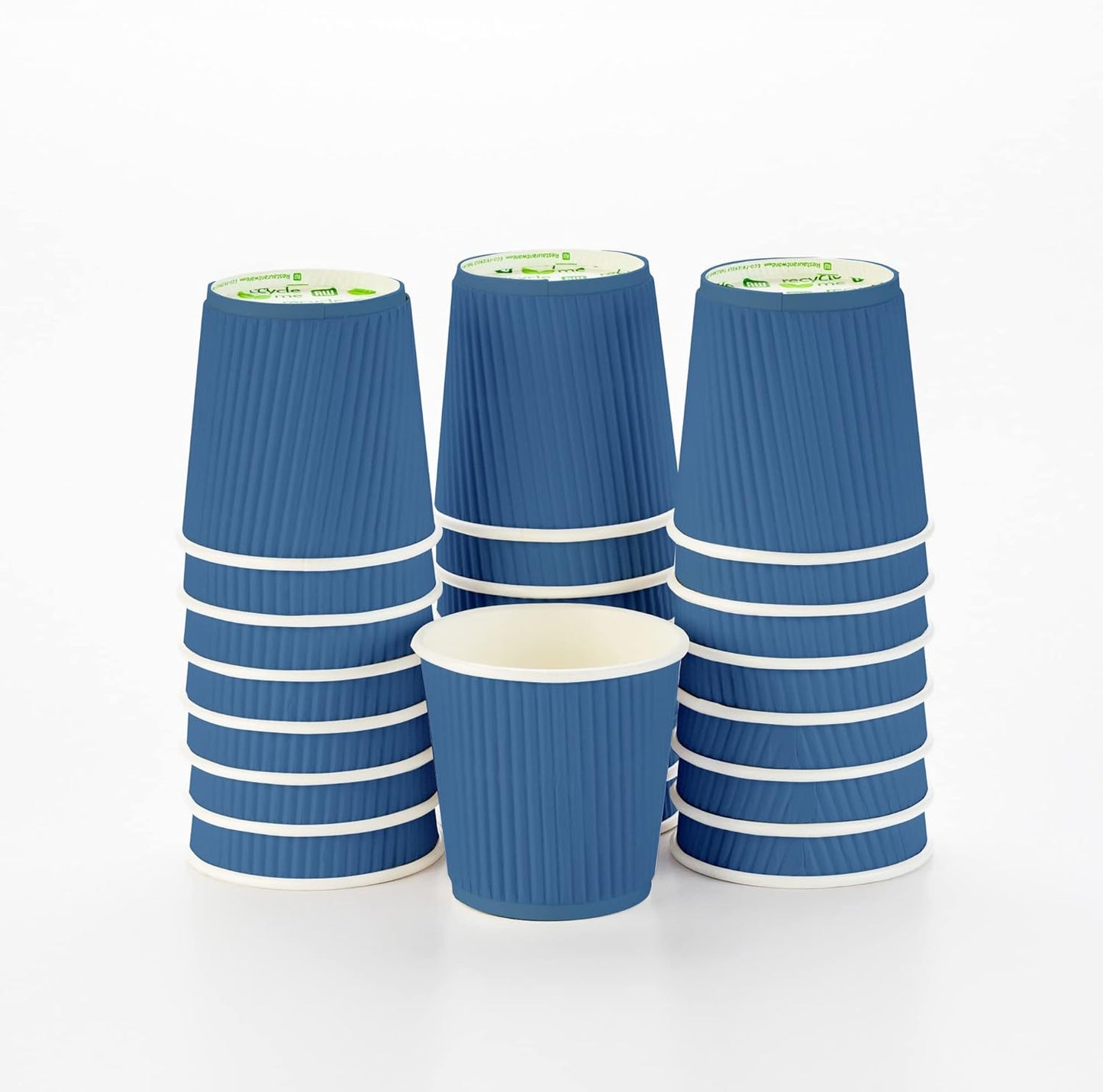Restaurantware 4 Ounce Ripple Wall Disposable Coffee Cups, 500 Insulated Blue Paper Tumblers with Rolled Rim Design, Lids Sold Separately for Hot Drinks like Tea, Hot Chocolate and More