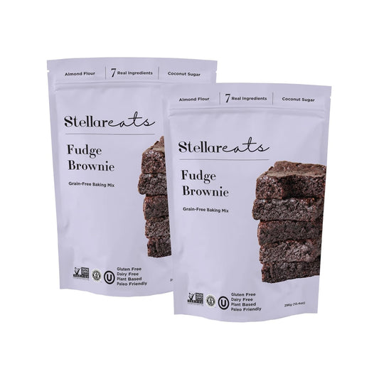 Stellar Eats Grain‑Free Fudge Brownie Baking Mix | Gluten‑Free, Dairy‑Free, Plant‑Based, Paleo‑Friendly, Naturally Sweetened with Coconut Sugar | Almond Flour-Based | 10.4 oz | 2 Pack