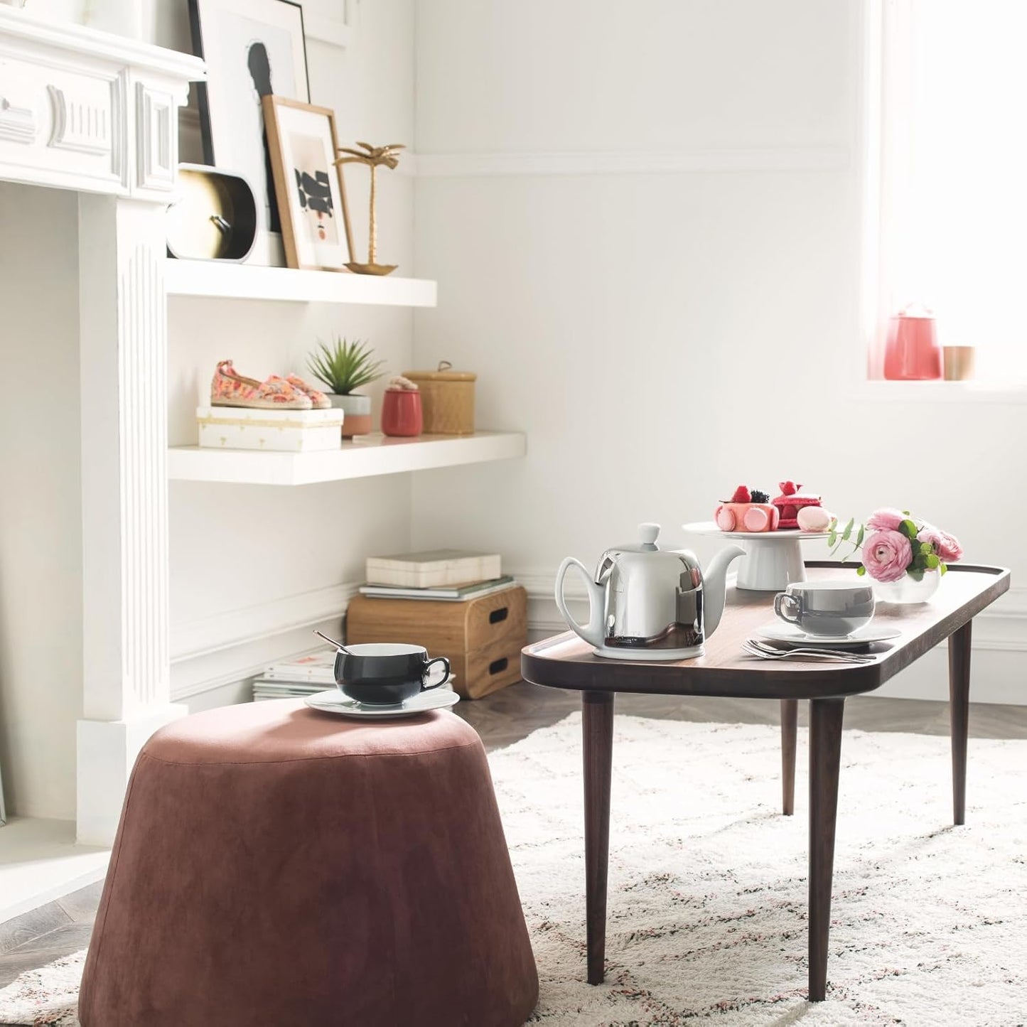 Salam Luxury French Tea Pot - Porcelain Teapot with Bronze Aluminum Cover, Ceramic Tea Kettle for Loose Tea, Removable Infuser, 4 Cup Capacity, 24oz - Bronze