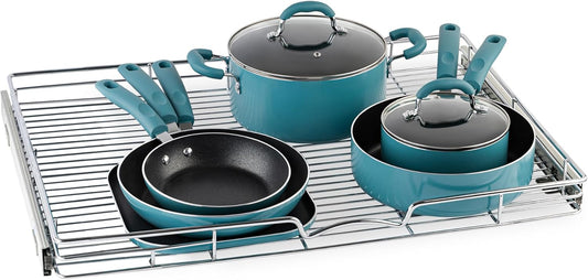 HOLDN’ STORAGE Pull Out Cabinet Organizer, Heavy Duty Caddy w/Lifetime Limited Warranty -30”W x 21”D - Requires At Least 31-1/4” Cabinet Opening, Steel Metal Cabinet Drawers Slide Out, Chrome