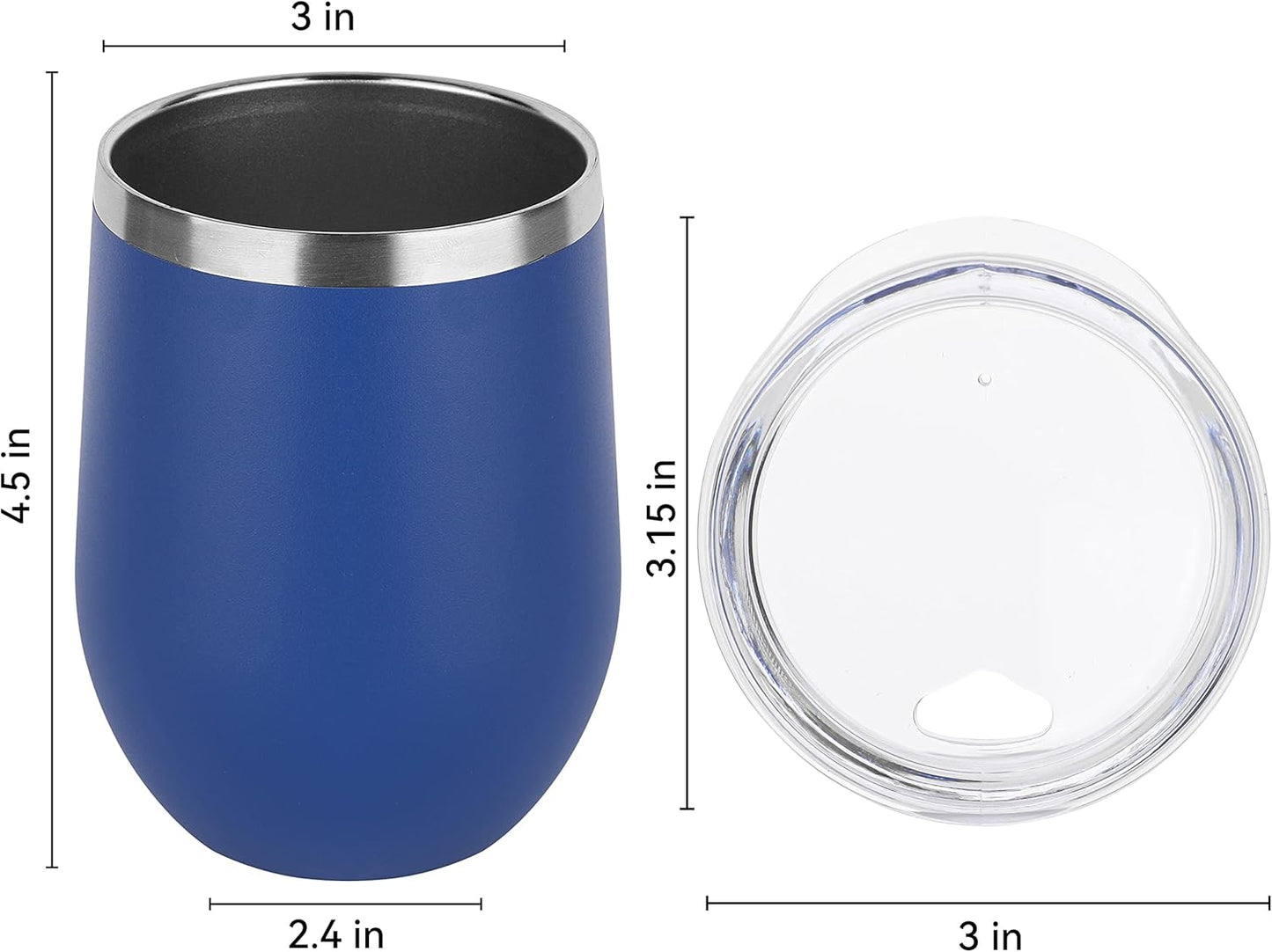 DOMICARE Stainless Steel Wine Tumbler Bulk with Lid, Personalized Insulated Tumblers Set, 12oz Travel Coffee Cups Pack of 1, Dark Blue