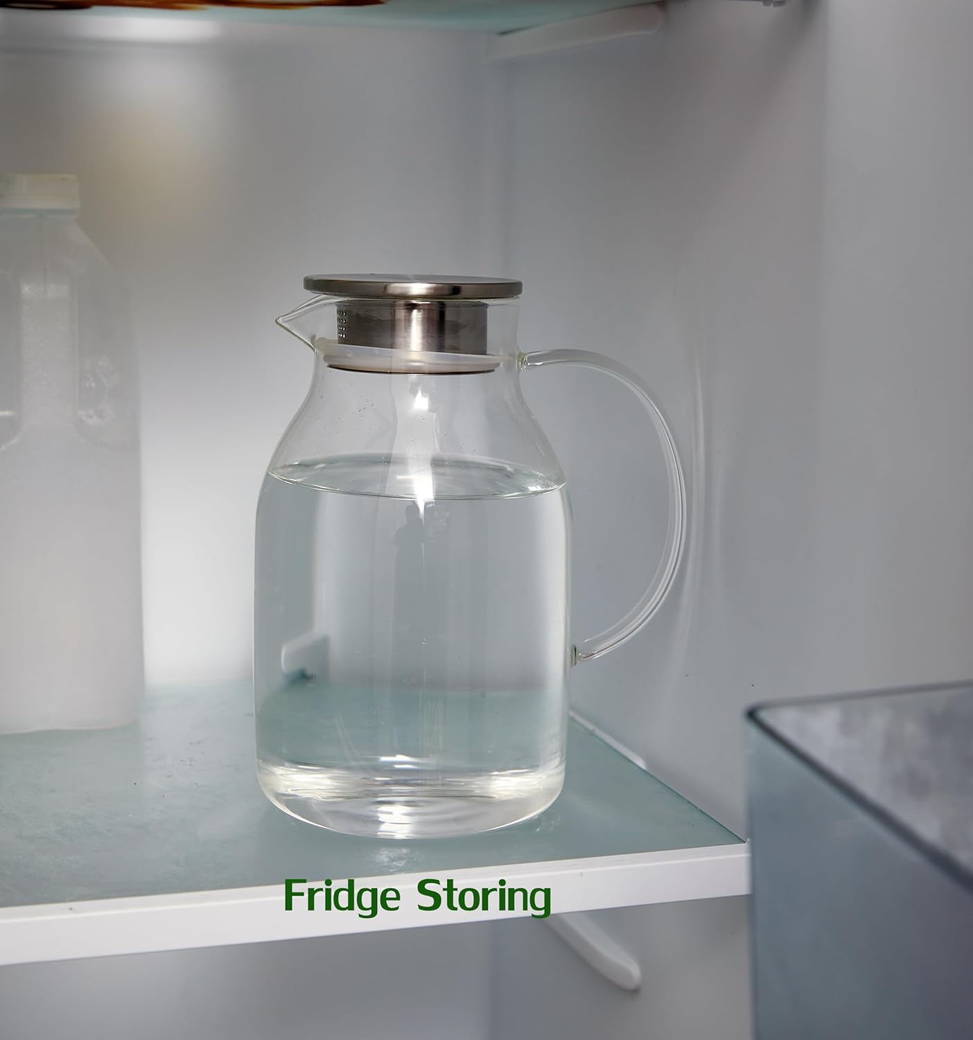 Karafu 68 Oz/2 Liter Glass Pitcher with Lid, Heat Resistant Water Jug for Hot/Cold Water, Ice tea and Juice Beverage