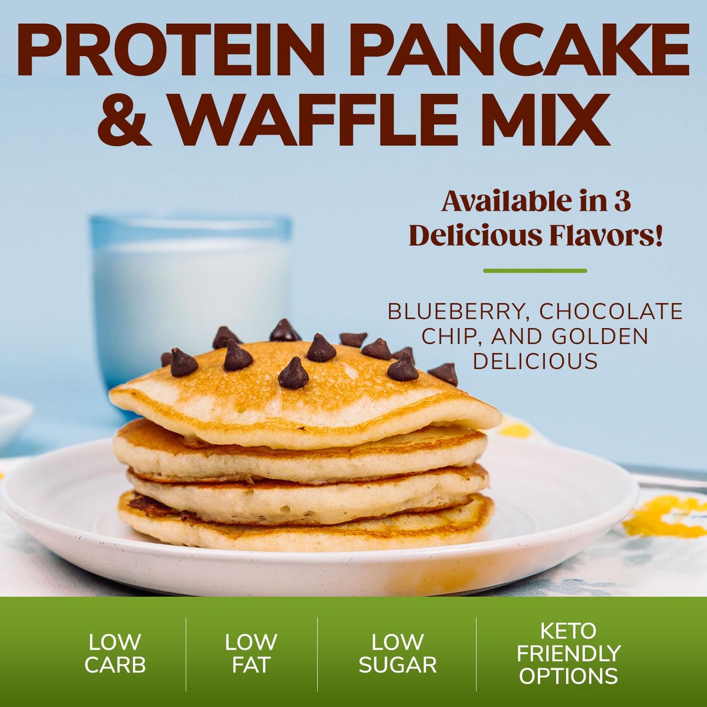BariWise Protein Pancake & Waffle Mix, Golden Delicious, Low Sugar & Low Carb (7ct)