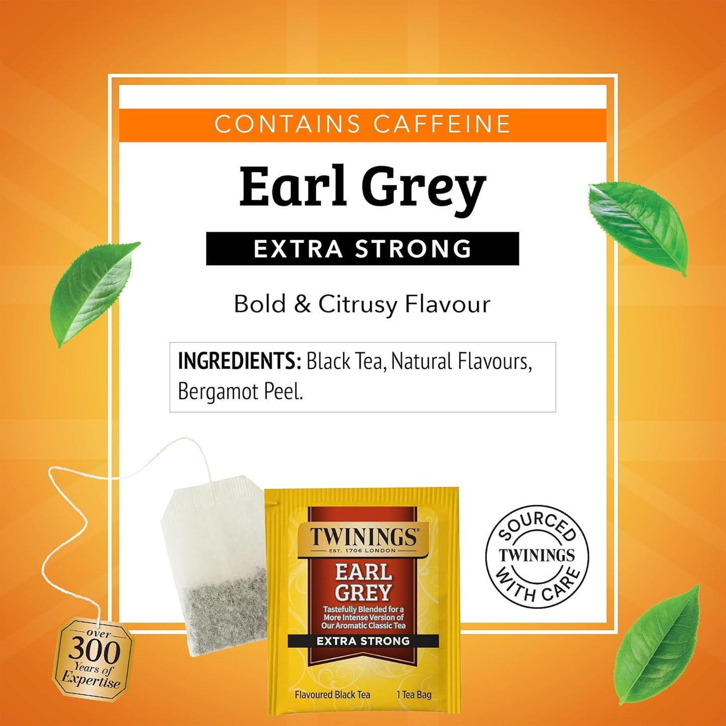 Twinings Earl Grey Extra Strong Black Tea Individually Wrapped Bags, 20 Count (Pack of 6), Flavoured with Citrus and Bergamot, Caffeinated, Enjoy Hot or Iced, 120 Teabags