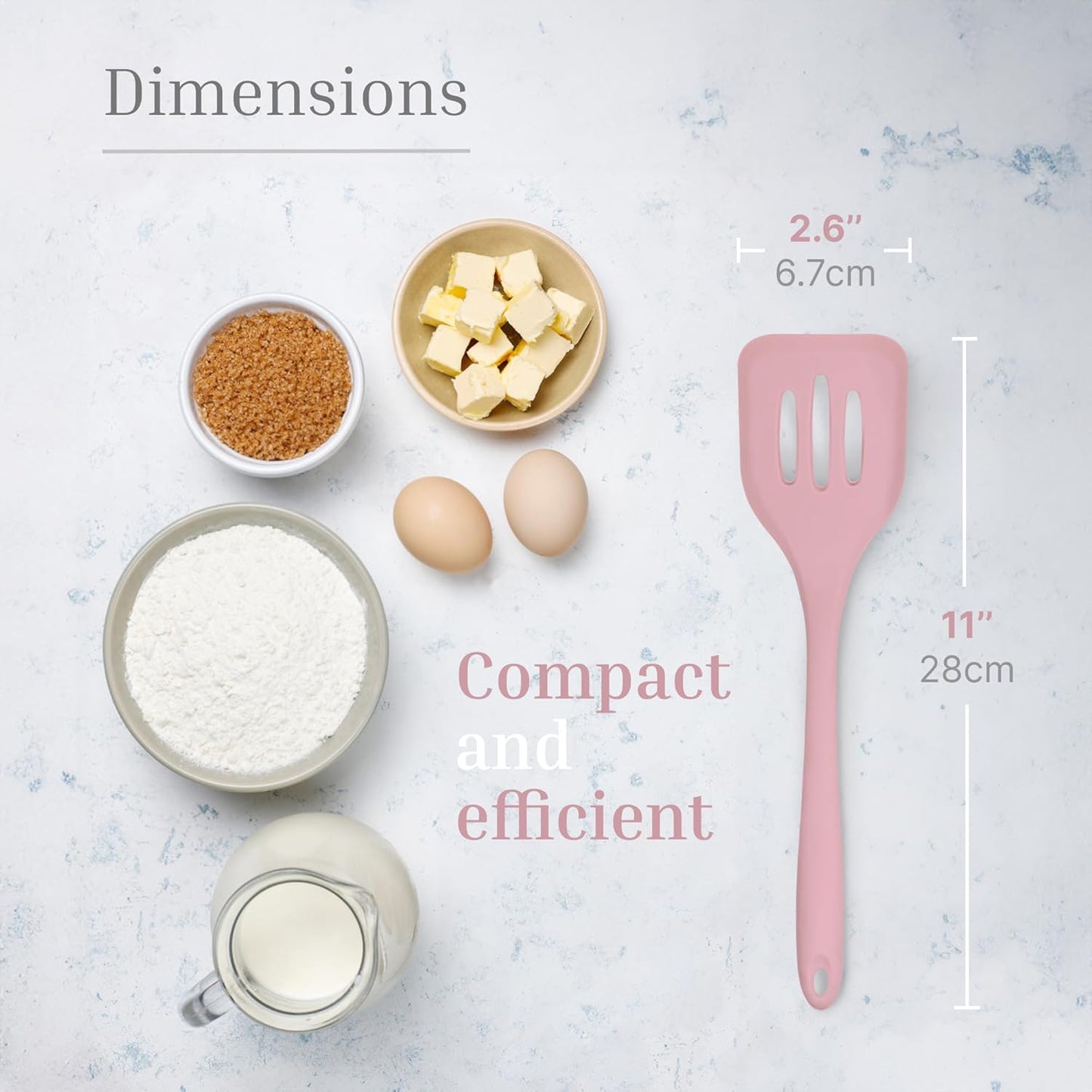 Silicone Slotted Turner Set – 2-Piece Set of Turner Spatulas for Eggs and Pancakes – Kitchen Tools & Accessories with Comfortable Handles, Heat-Resistant Utensils for Cooking and Baking – Pastel Pink