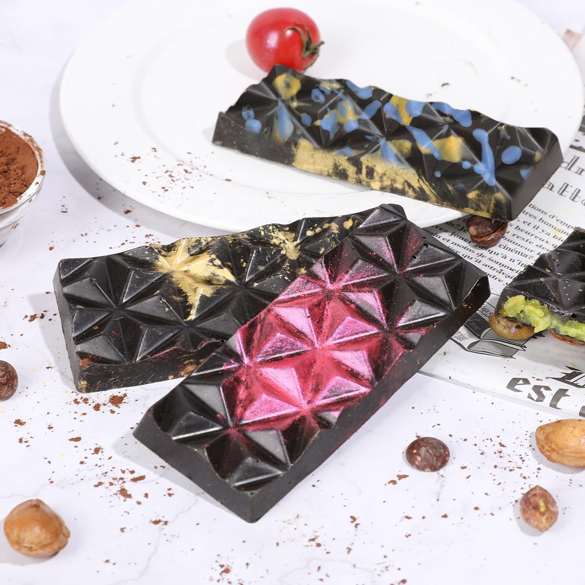 Deep Chocolate Bar Mold, Thick Silicone Chocolate Bar Mold for Stuffed Chocolate Bar, Wax Melt, Candy Bar Mold 2 Pack