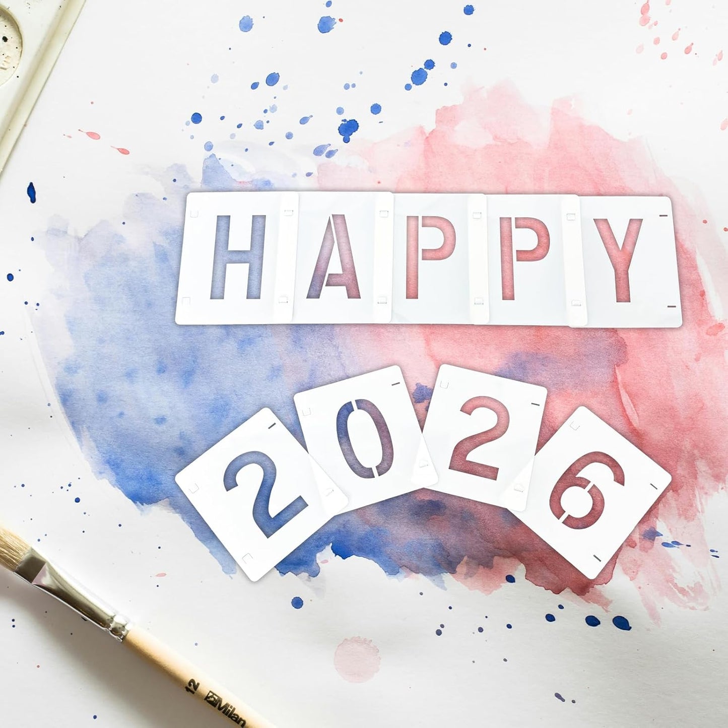 2 Pack - 3 Inch Letter Stencils Set, 72 Reusable Stencils for Painting On Wood, Metal, Walls, Fabric, Rocks with Interlocking, Perfect for Banners, Sign Making & DIY Art (3 inch)