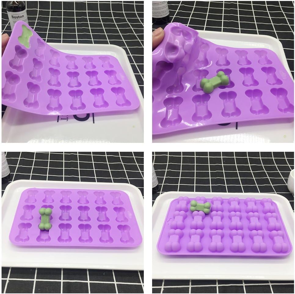 homEdge Jumbo Puppy Dog Paw (6 Cavity) and Bone Molds, Non-Stick Food Grade Silicone Dog Treats Molds, Silicone Mold for Chocolate, Candy, Jelly, Ice Cube, Dog Treats (Set of 4PCS)