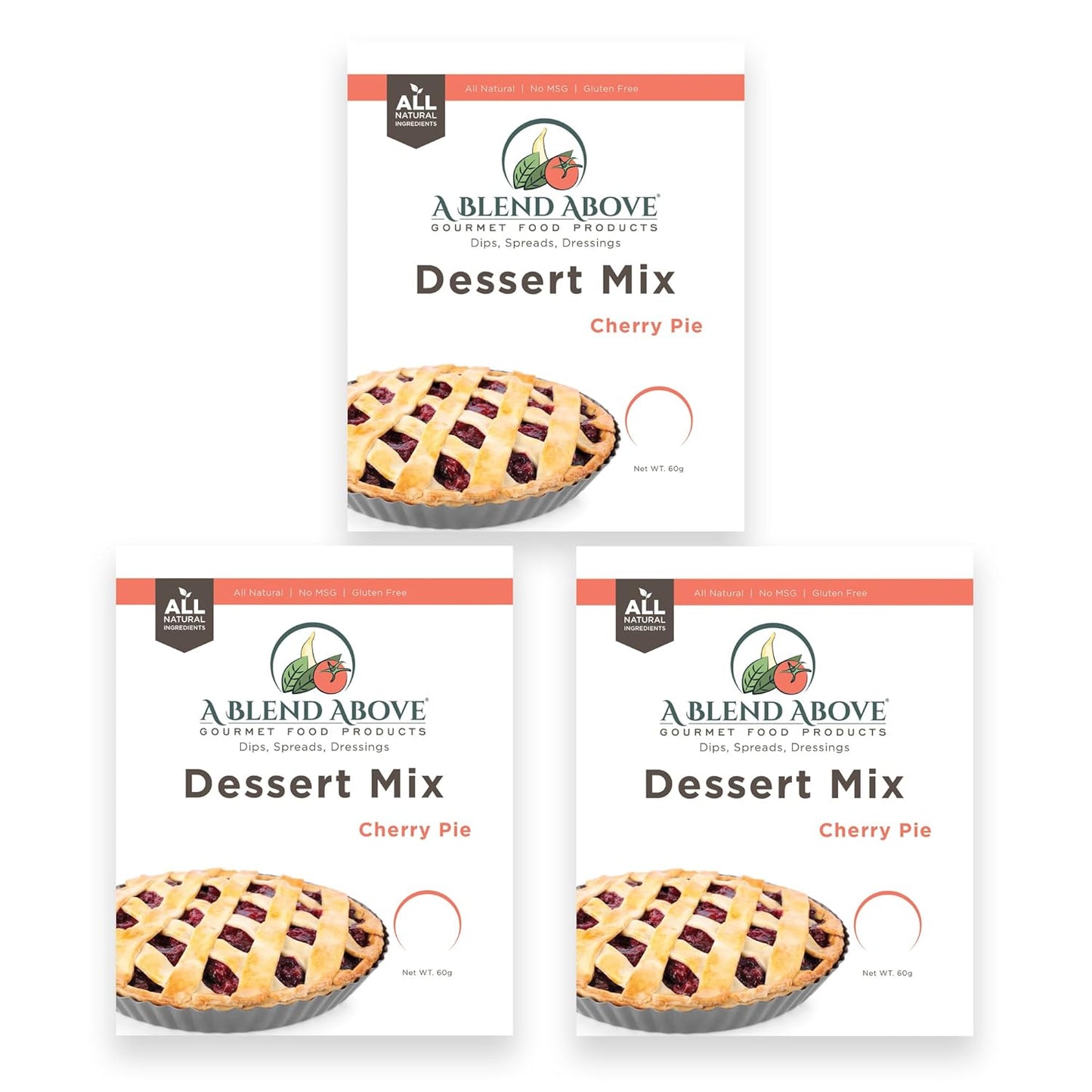 A Blend Above Cherry Pie No Bake Dessert Mix - All Natural, Vegan, Gluten Free, No MSG - Instant Dessert Mix, Fruit Dip, Bagel Topping, Frosting, Cheesecake Filling - Makes 16 Oz (Pack of 3)