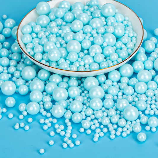 Twisweet Blue Pearl Sprinkles for Cake Decorating, Edible Baby Blue Sugar Sprinkles for Baking, Mix Size, Cake Topper Cupcake Cookie Ice Cream Dessert Decorations, Baby Shower Birthday Frozen Winter Supplies (130g/4.58oz)