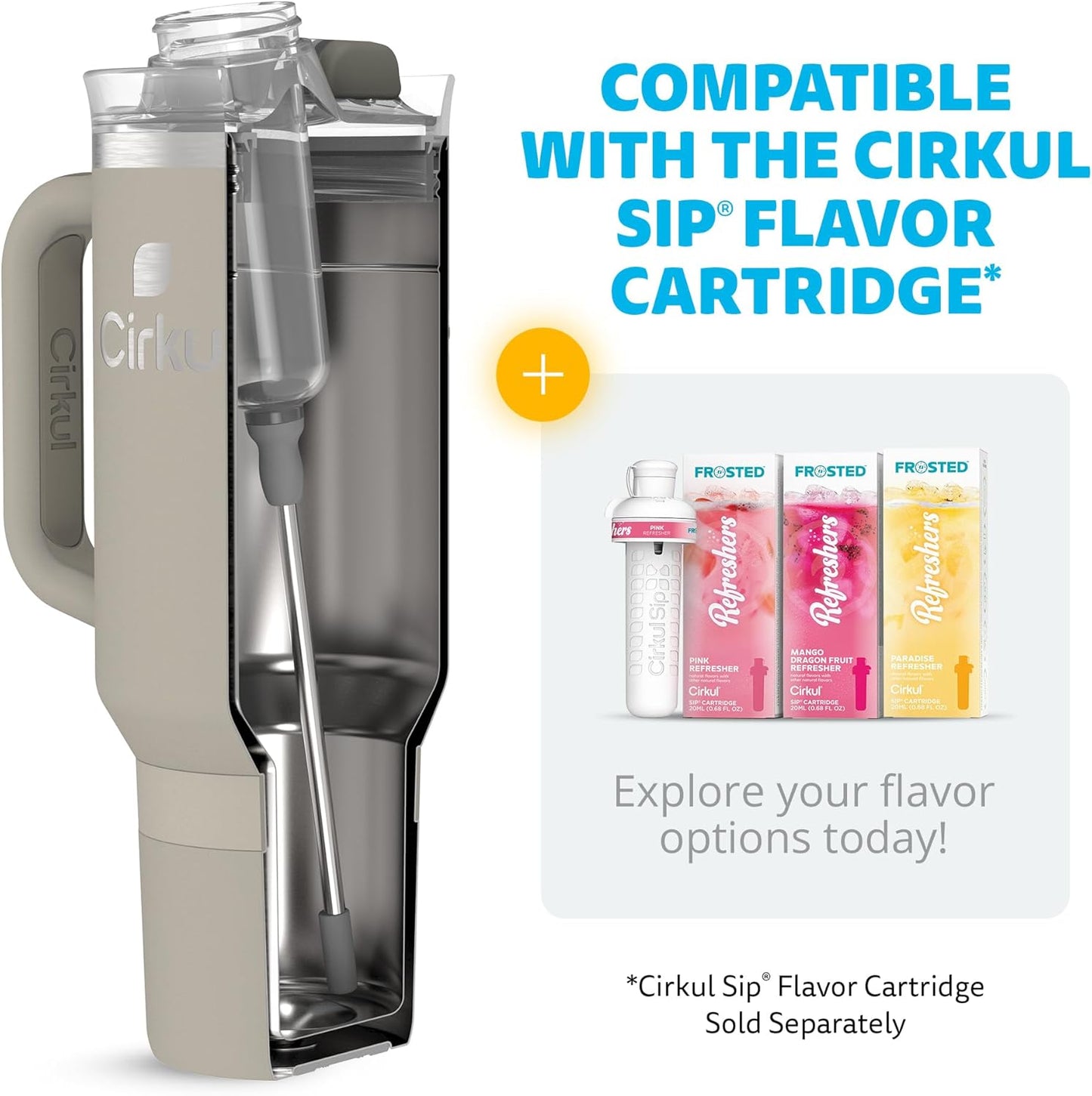 Cirkul 40oz. Ranger Stainless Steel Tumbler with Handle, All-Day StrawSip™, Double-Wall Insulated