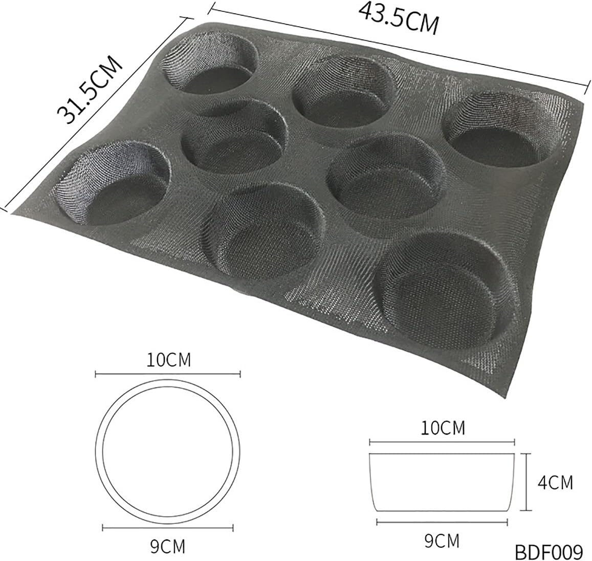Bluedrop Silicone Bun Bread Forms Round Shape Trays Perforated Bakery Molds Fit Half Pan Size