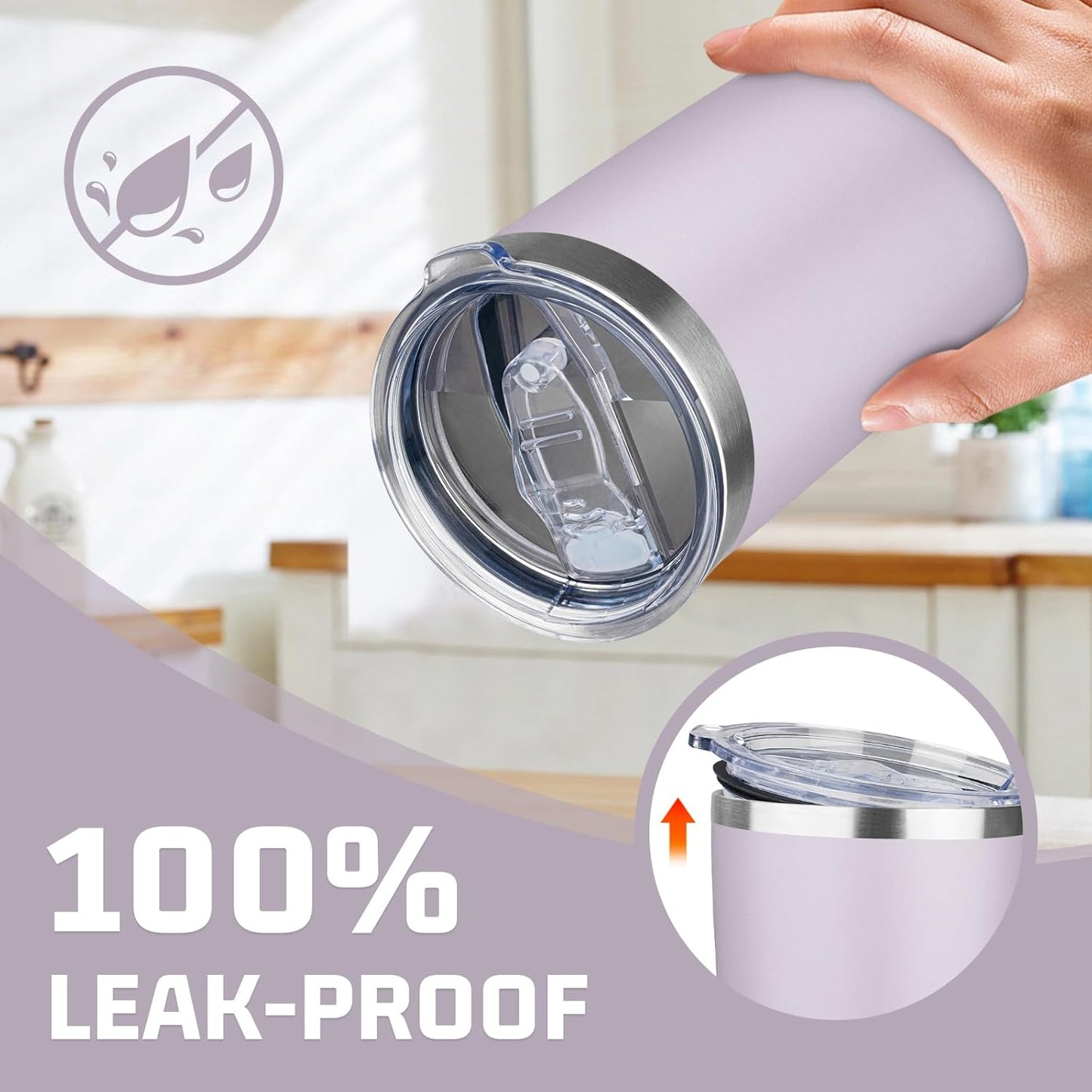 20oz Tumbler with Lid Double Wall Vacuum Insulated Travel Coffee Mug Stainless Steel Thermal Cup Powder Coated Sturdy Coffee Tumbler for Hot and Cold Beverage (Purple,1)