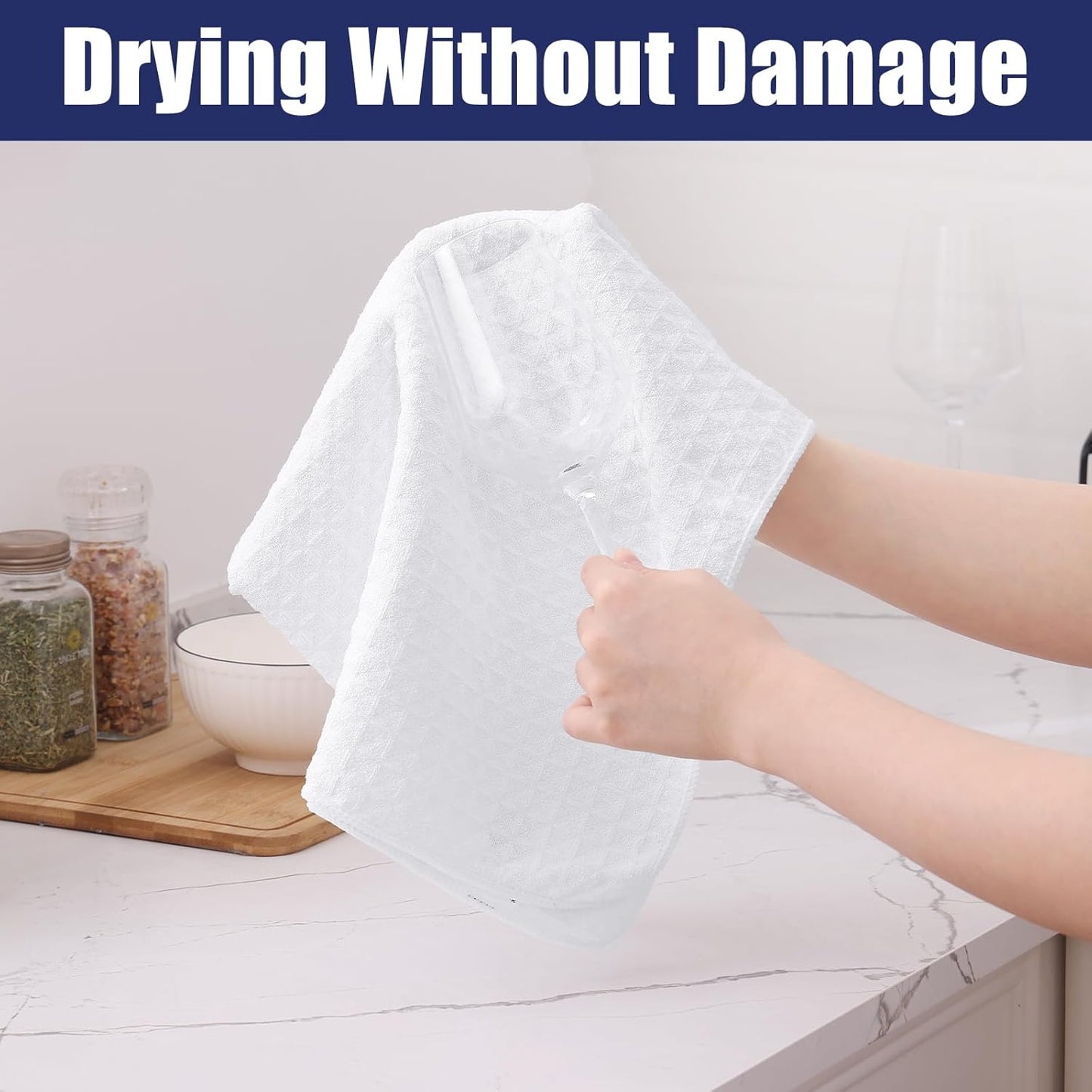 Homaxy Microfiber Waffle Weave Kitchen Dish Cloths, 12 x 12 Inch Ultra Absorbent and Solid Color Dish Towels for Kitchen Fast Drying Dishcloth for Washing Dishes, 12 Pack, White