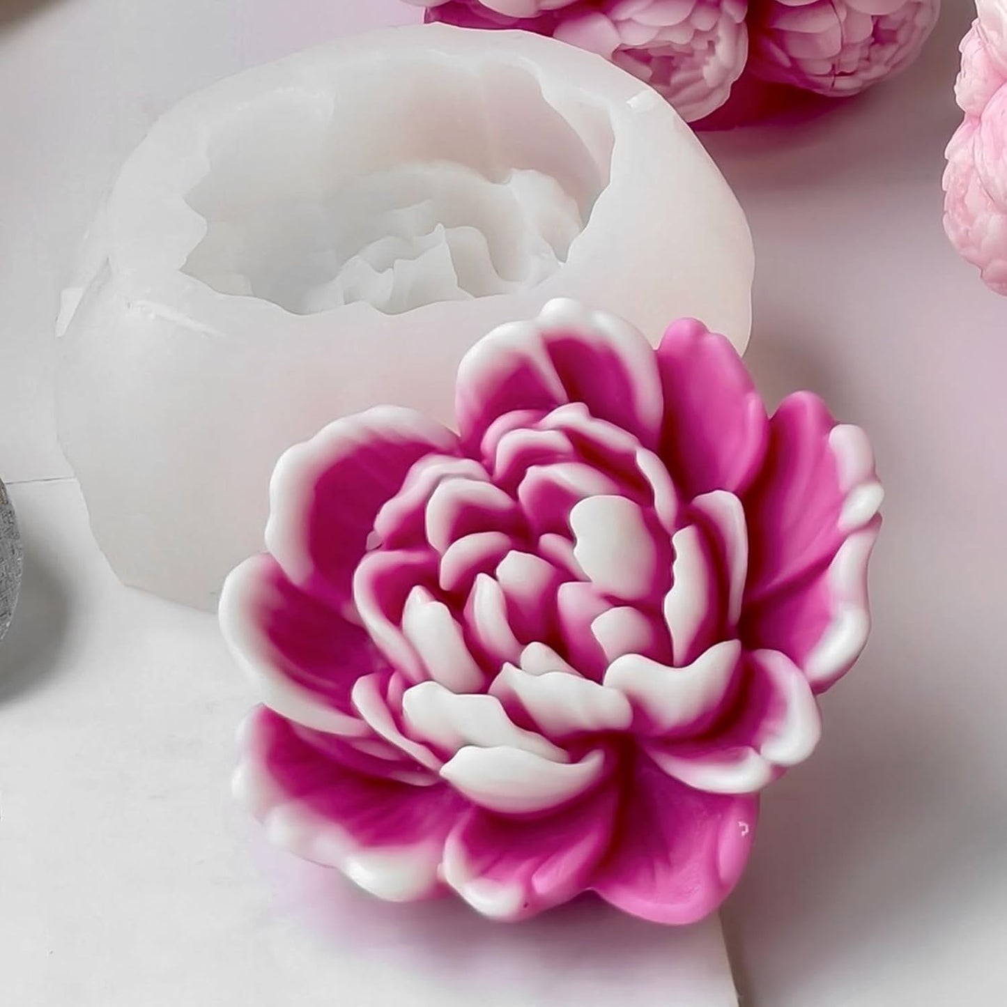 Heart Flower Succulent Rose Peony Molds Silicone Wave Spiral Candle Mold - Silicone Resin Casting Molds for Candle & Resin & Soap Craft Supplies