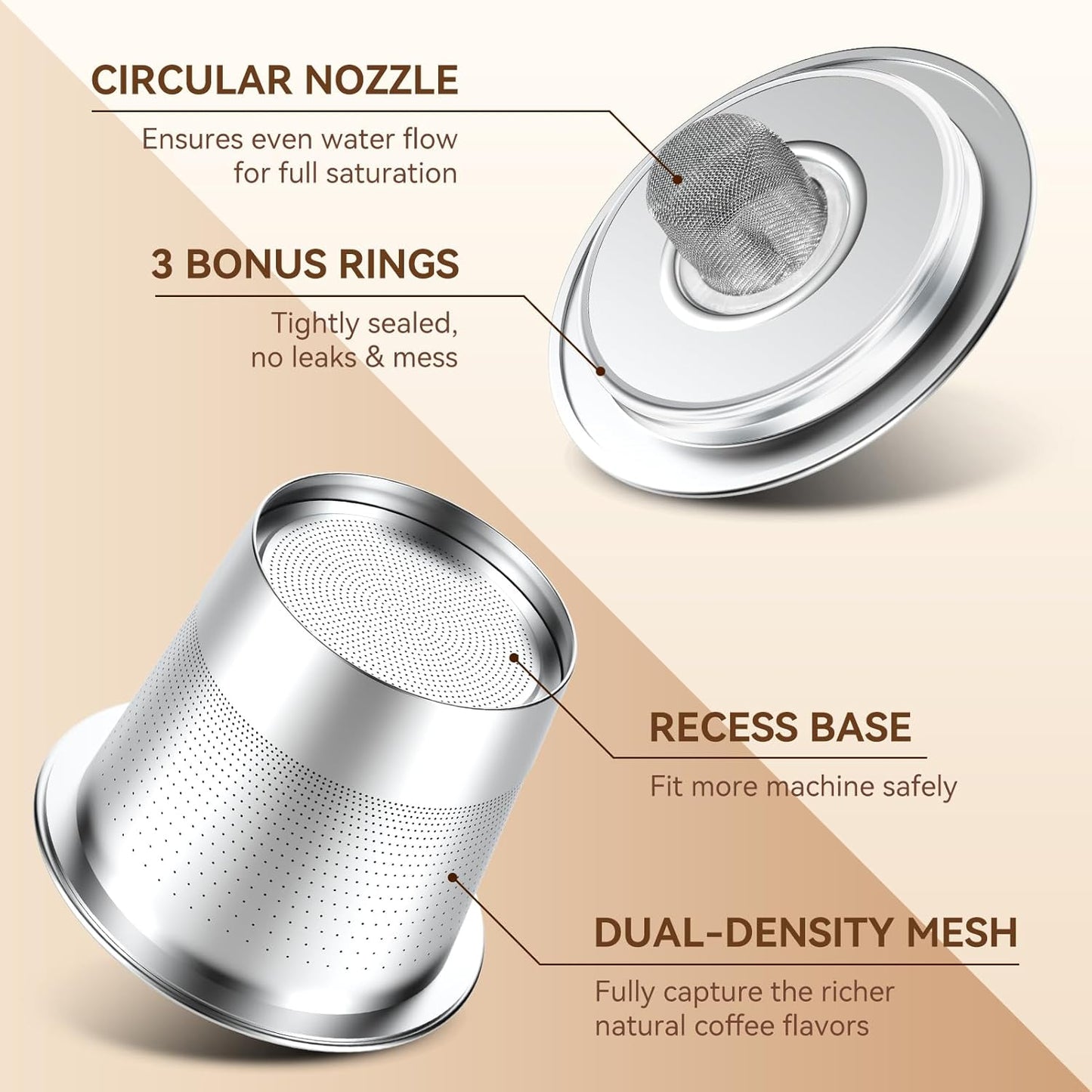 2 Pack Reusable K Cups Coffee Pods for Keurig 1.0: Stainless Steel Refillable K Cup - Reusable Coffee Filter for Keurig 1.0 Coffee Maker, Permanent, Eco-Friendly, Innovative Design