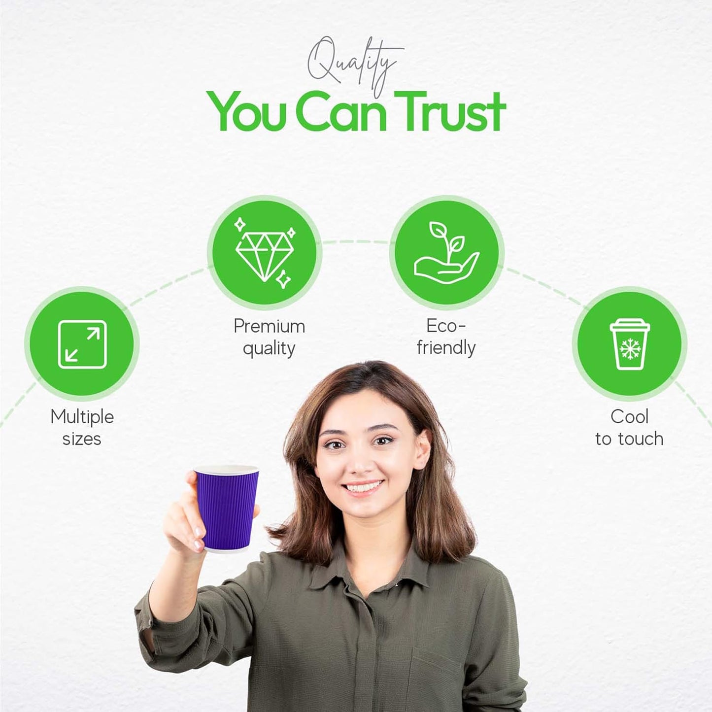 Restaurantware-12 Ounce Disposable Coffee Cups, 500 Ripple Wall Hot Cups For Coffee - Lids Sold Separately, Rolled Rim, Royal Purple Paper Insulated Coffee Cups, For Hot Coffee, Tea, And More