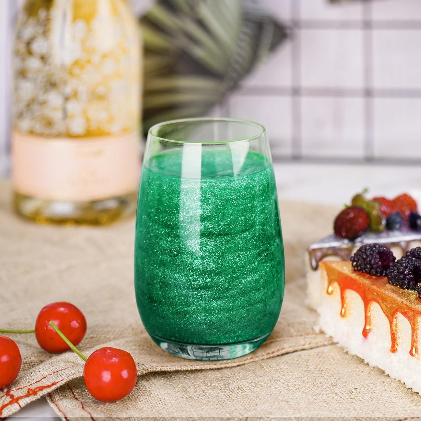 NiHome Edible Food-Grade Glitter Powder Glimmer Luster Dust Metallic Fancy Food Decorating Sprinkle Glimmery Dust for Drink Wine Beverage Cake Bakery Vegan Allergen-Free (Dark Green, 0.35oz/10g)