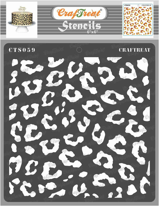 CrafTreat Reusable Cheetah Print Stencil – 6x6 Inch Cheetah Skin Pattern for Cake Decorating, Furniture Painting, DIY Crafts, and Home Décor Projects