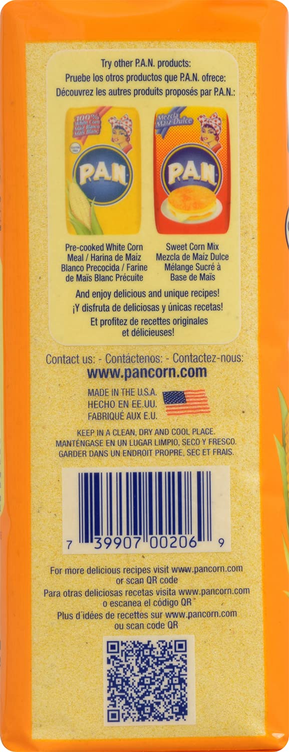 P.A.N. Yellow Corn Meal – Pre-cooked Gluten Free and Kosher Flour for Arepas (2.2 lb/Pack of 2)