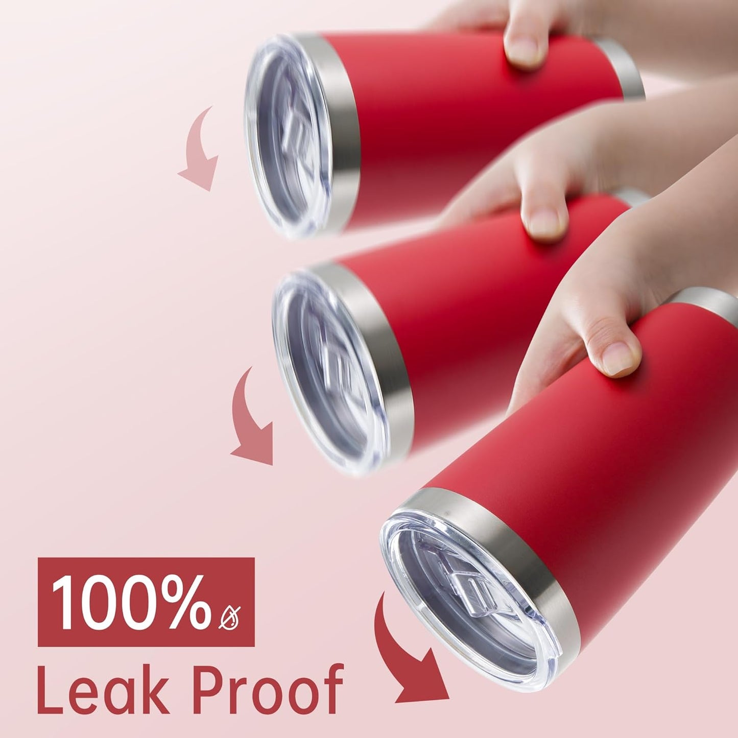 20 oz Tumblers Bulk Stainless Steel Tumbler with Lid Double Wall Vacuum Insulated Coffee Mug 20oz Powder Coated Cup for Hot and Cold Drinks, Red, 6 pack