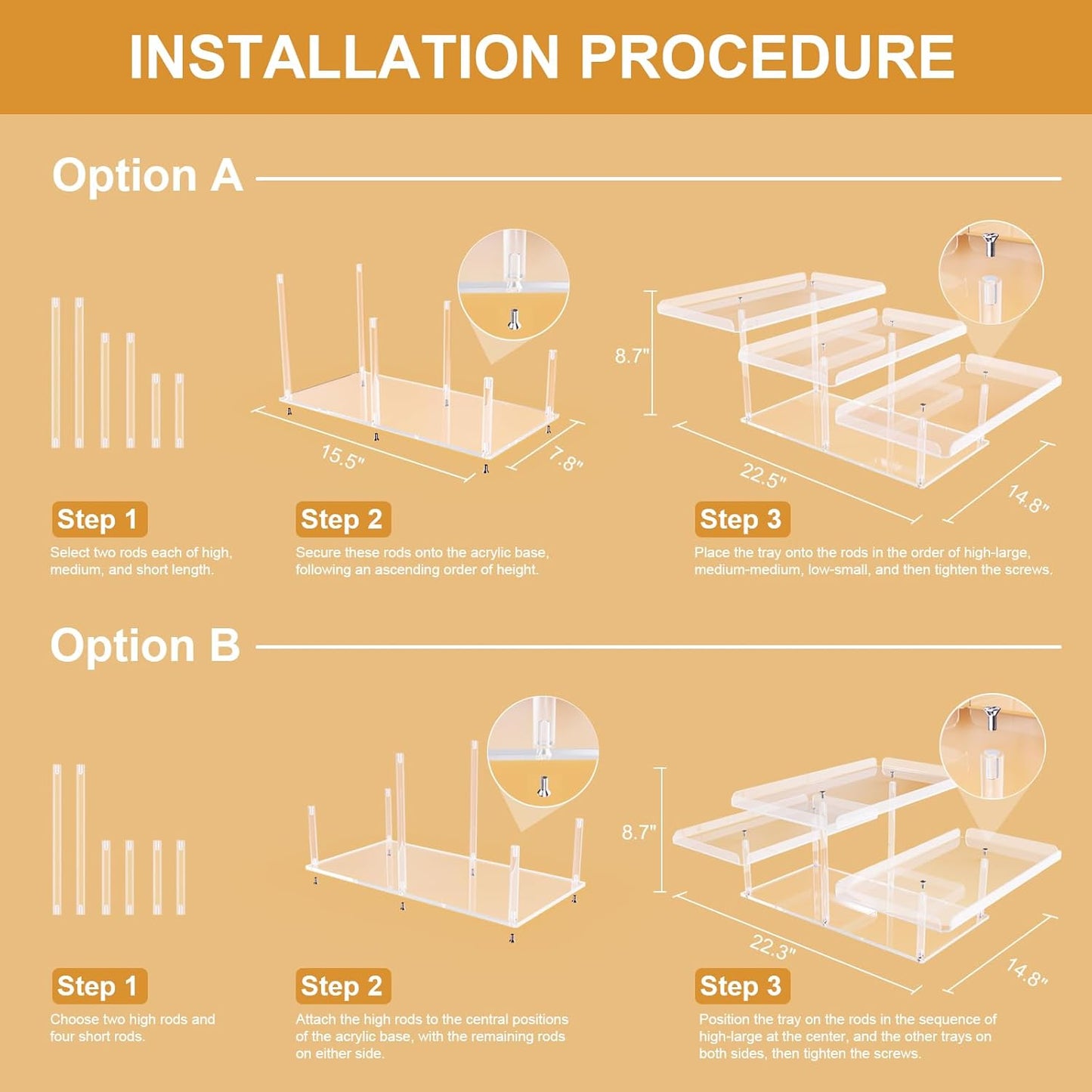 Upgraded Dessert Table Display Set, Acrylic Cupcake Buffet Dessert Risers Stands, Tier Serving Trays Holder for Weddings Baby Shower Tea Party