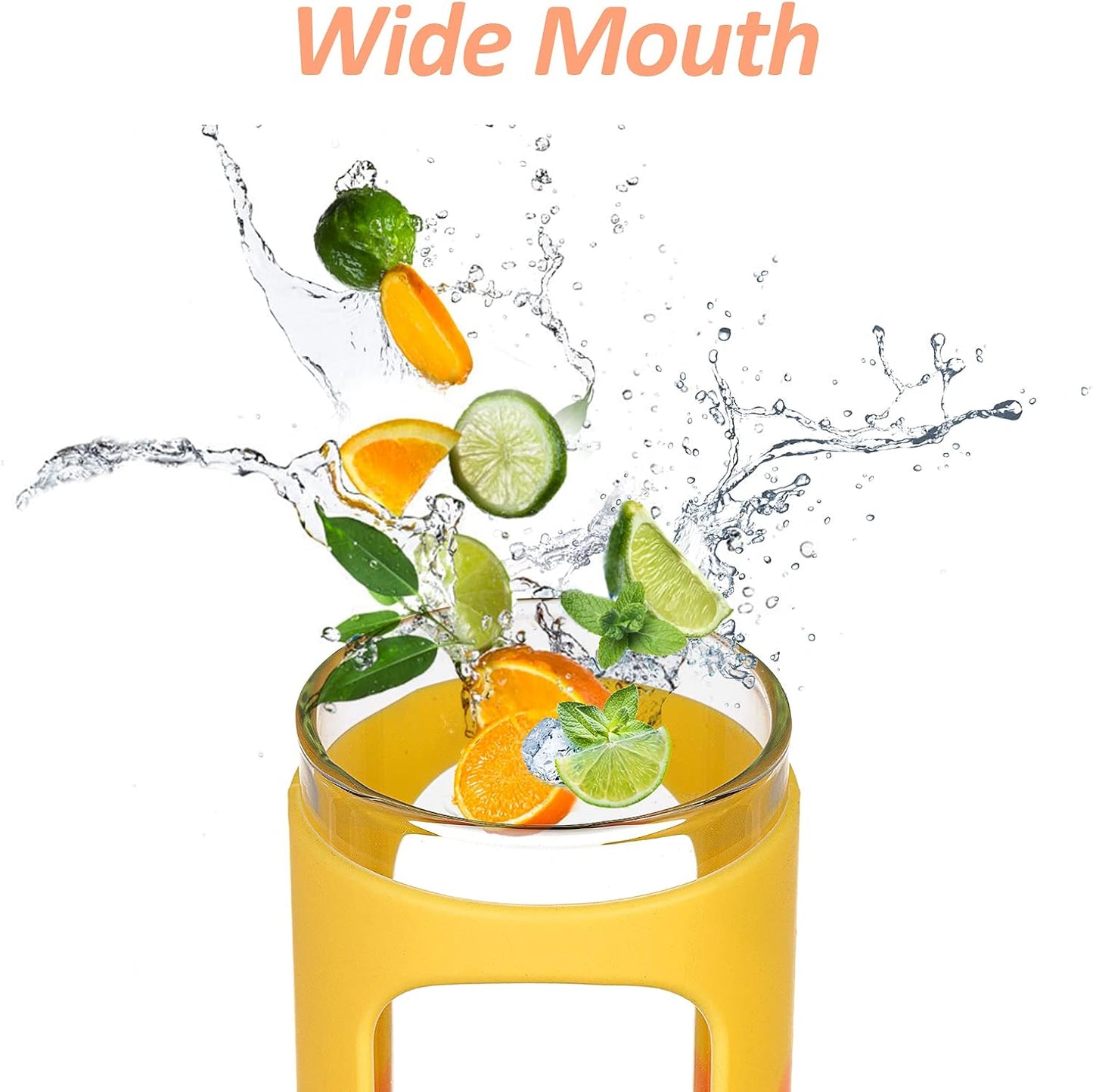 Kodrine 20oz Glass Tumbler with Straw and Lid, Iced Coffee Cups with Bamboo Lids, Glass Cups for Cold Drinks, Smoothie Cup with Silicone Sleeve for Travel, Work, BPA FREE-Blue