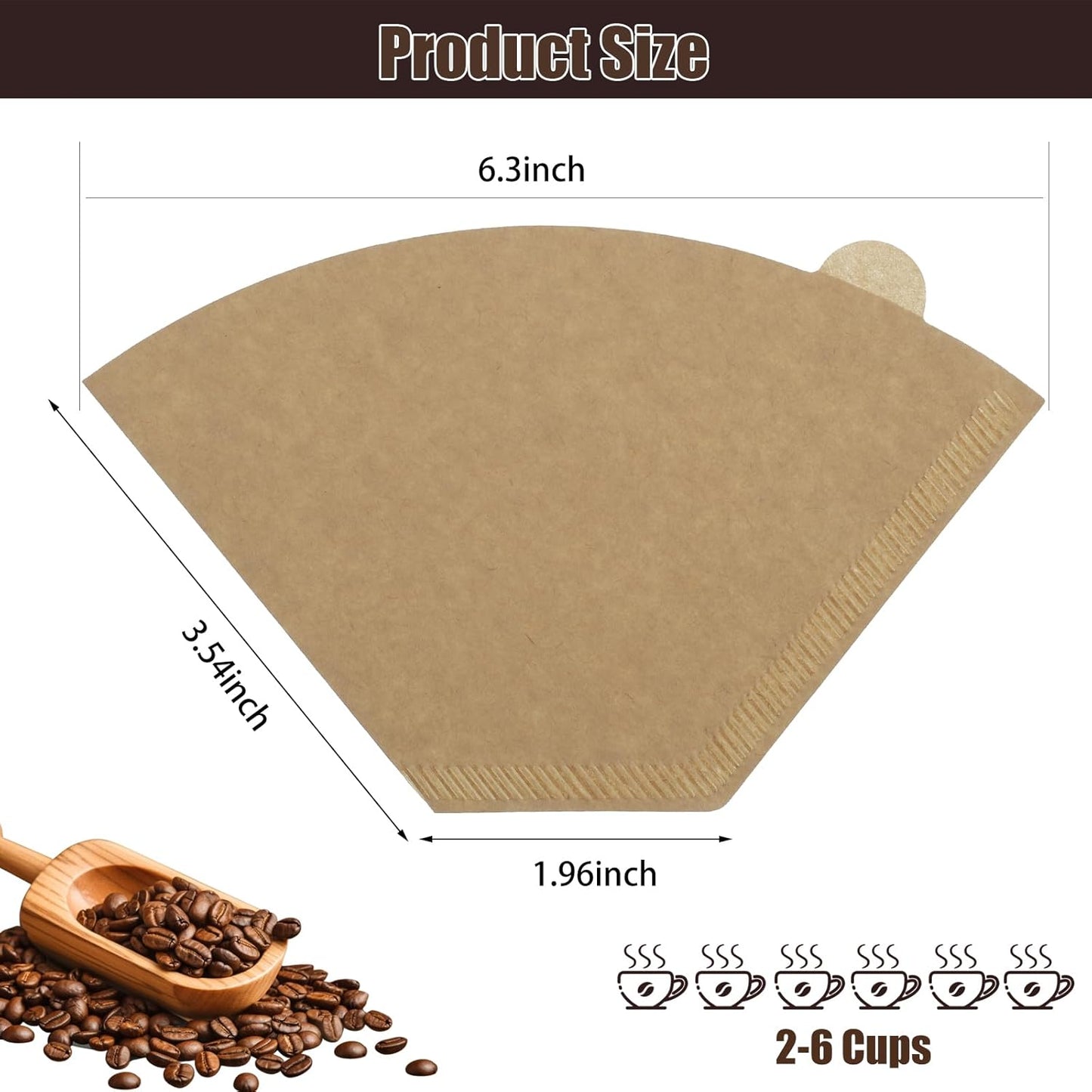 200 Count Coffee Filter #2, 2 Cone Coffee Filters Unbleached Natural 2 Cone Filters Paper Compatible with Drip and Pour Over Coffee Maker, 100-Count Per Box