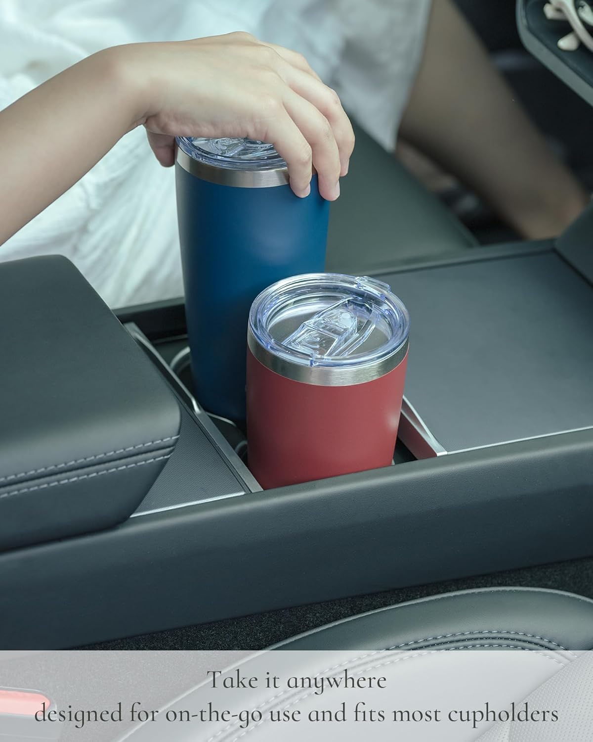 Travel Coffee Tumbler 20oz, Leakproof Travel Coffee Mug with Lid and Straw, Stainless Steel Double Wall Vacuum Insulated Tumbler for Hot/Iced Drinks (Textured Matte, Mint Green)