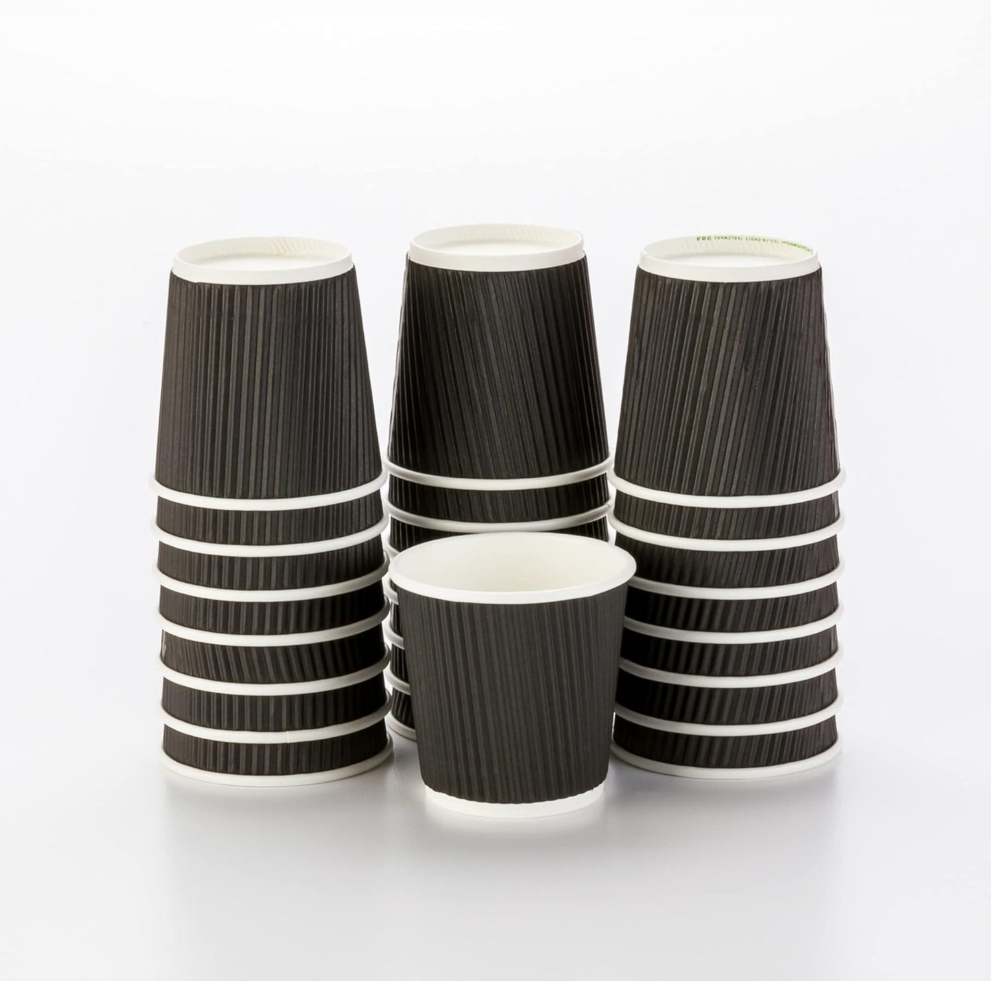 500-CT Disposable Black 4-OZ Hot Beverage Cups with Ripple Wall Design: No Need for Sleeves - Perfect for Cafes - Eco-Friendly Recyclable Paper - Insulated - Wholesale Takeout Coffee Cup