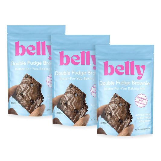 Belly Brownie Mix with Collagen Protein | High-Protein | Fudgy Brownies | Grain-Free Dairy-Free Nut-Free | Healthy Snacks For Adults & Kids | Women-Owned Business | 11.4 oz | 3 Pack