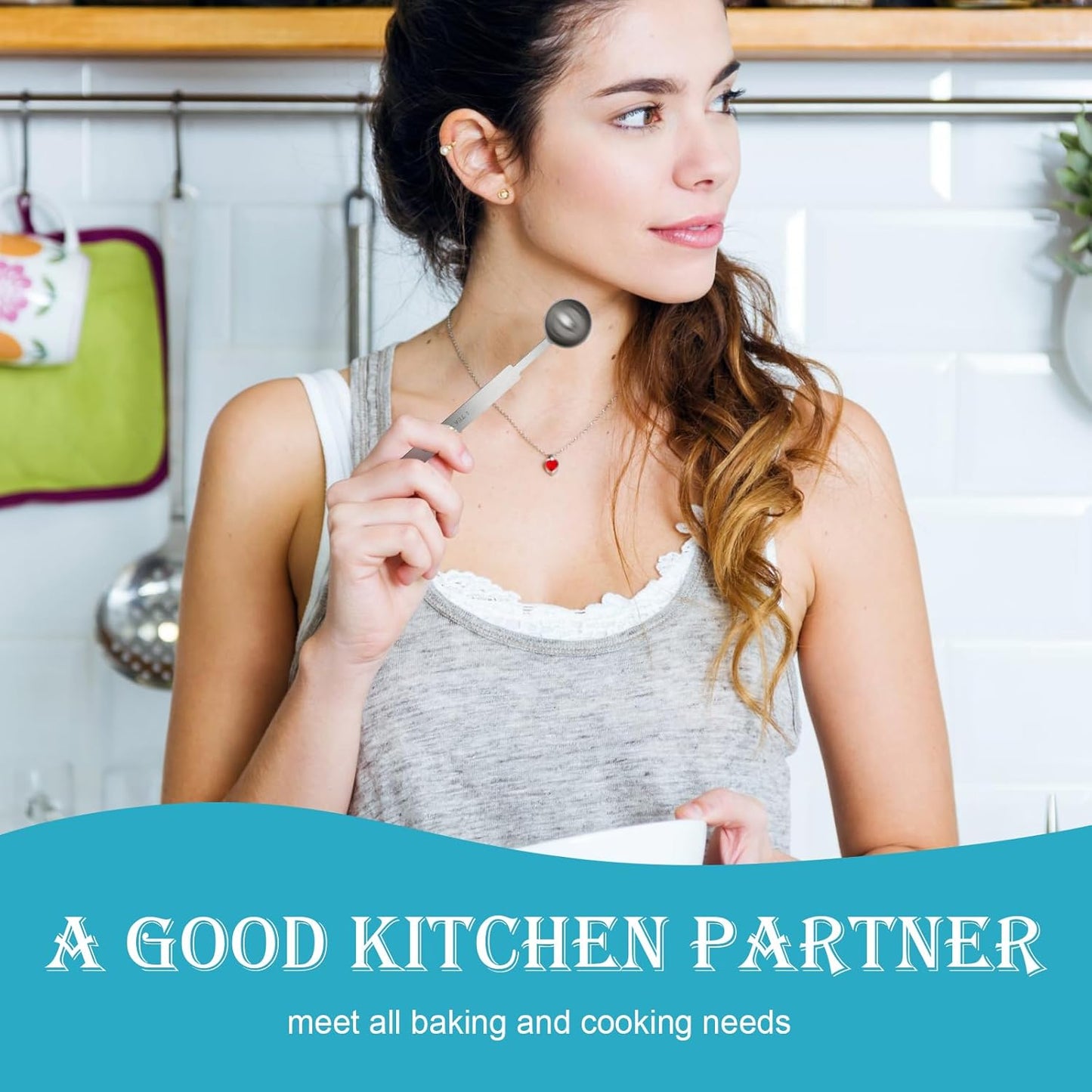 3PCS Teaspoon Measuring Spoon, 5ml/1 tsp/5 Gram Scoop, Long Handle for Cooking & Baking, Dishwasher Safe Measuring Spoon