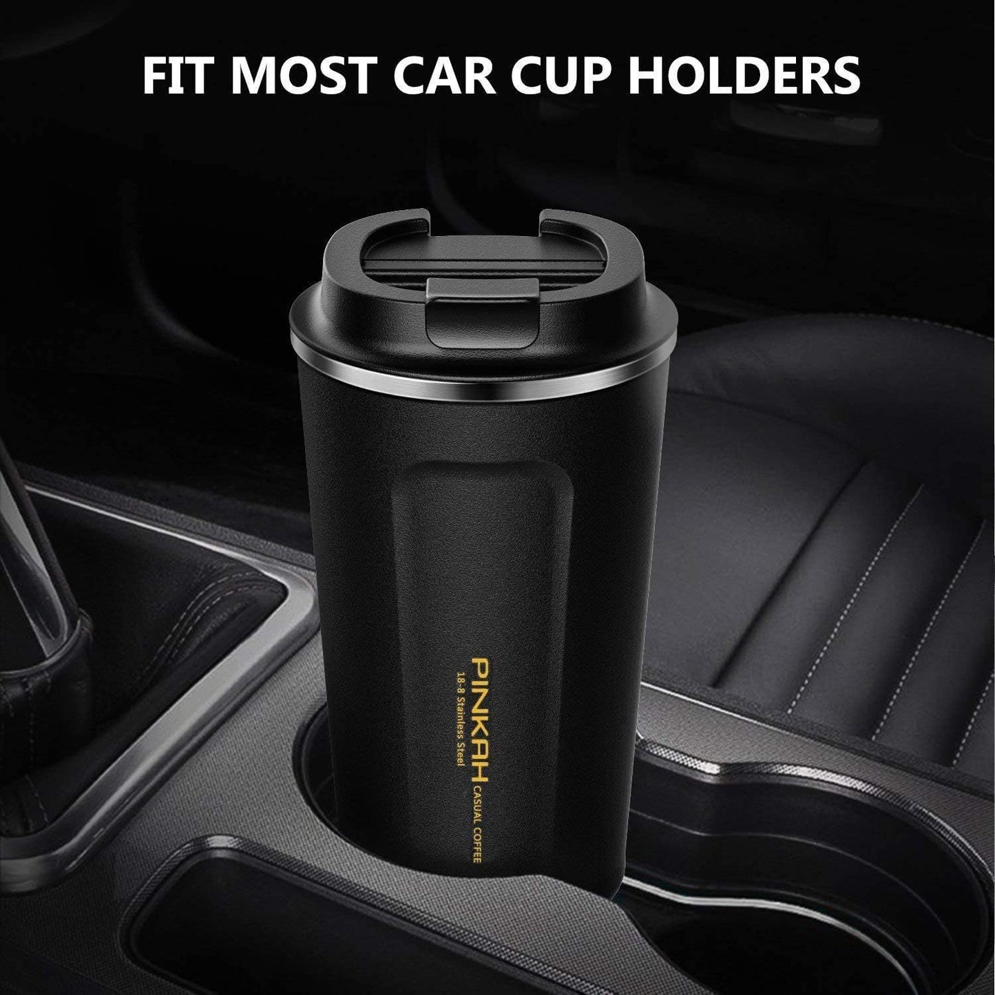 17OZ Stainless Steel Coffee Travel Mug, Double Walled Insulated Vacuum Tumbler Cup, Powder Coated Thermal with Lid for Hot and Cold Coffee Tea