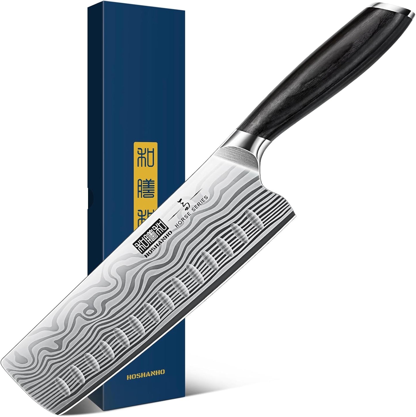 7 Inch Nakiri Knife, Japanese High Carbon Powder Steel Vegetable Cleaver Knife for Chopping, Razor Sharp Multipurpose Asian Chef Knife with Ergonomic Handle