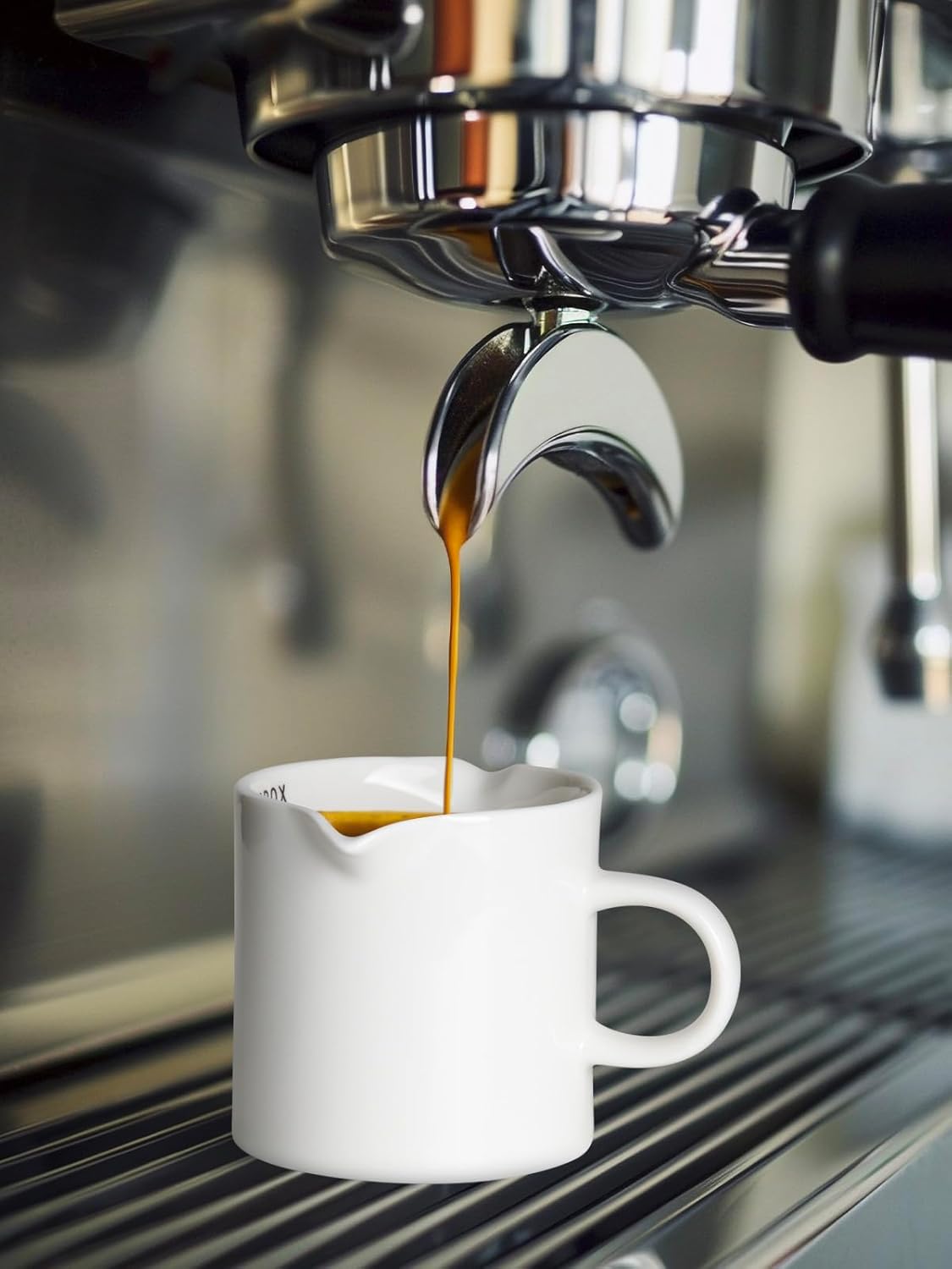 Espresso Cups, 5 OZ Ceramic Double Spouts Cups, Espresso Shot Cup with Handle and Measuring, Small Coffee Mugs Accessories for Espresso Machine Set Suitable for Milk Syrup