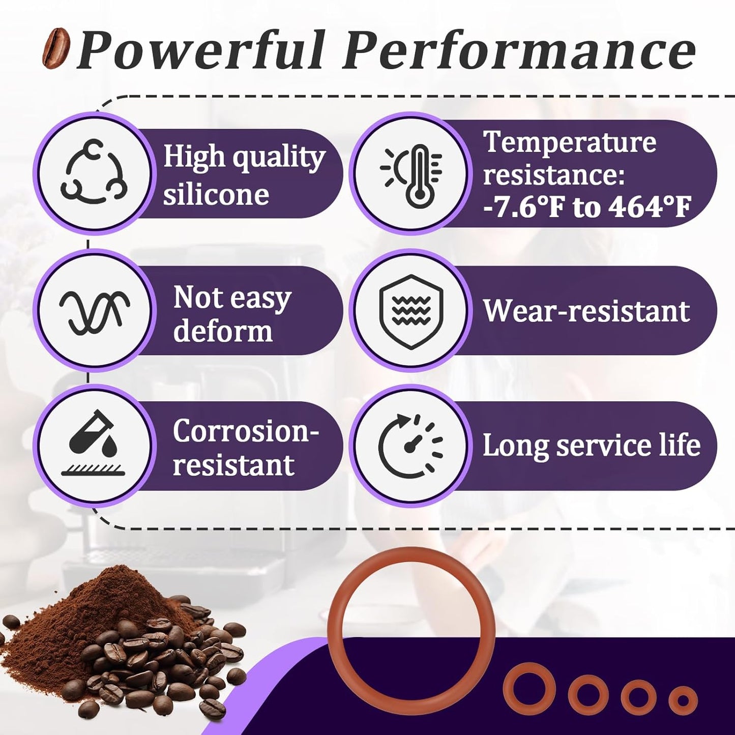 18 PCS Seal O-Ring Kit Gasket Seal Set Fit for Saeco Philips Gaggia, Professional Coffee Machine O'Rings for Boiler Outlet Pin and Brew Unit, Food Grade Silicone Ring for Saeco Daily Replacement