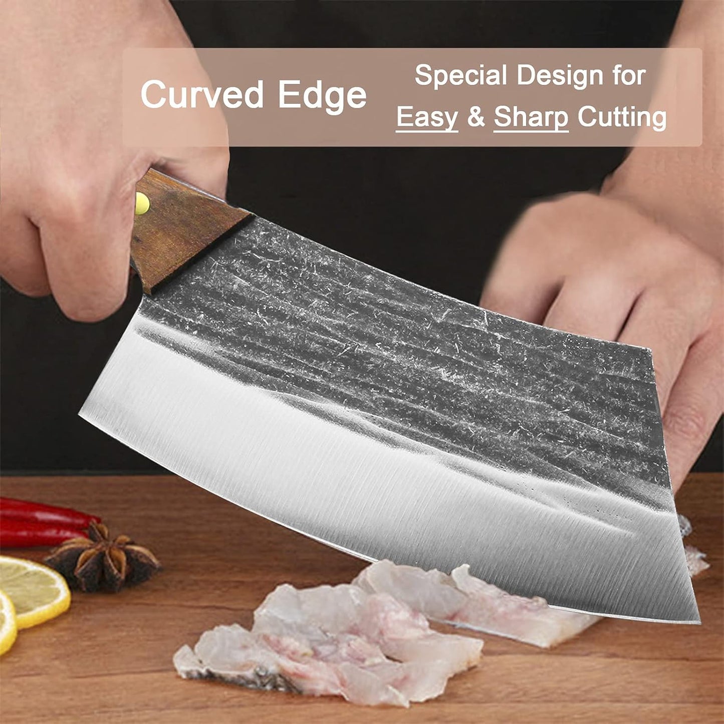 BLADESMITH 7" Chinese Chef Cleaver Knife – Forged High Carbon Steel, Professional Butcher Knife, Lightweight Design for Effortless Chopping, Full Tang with Pearwood Handle – 2024 Kitchen Gifts