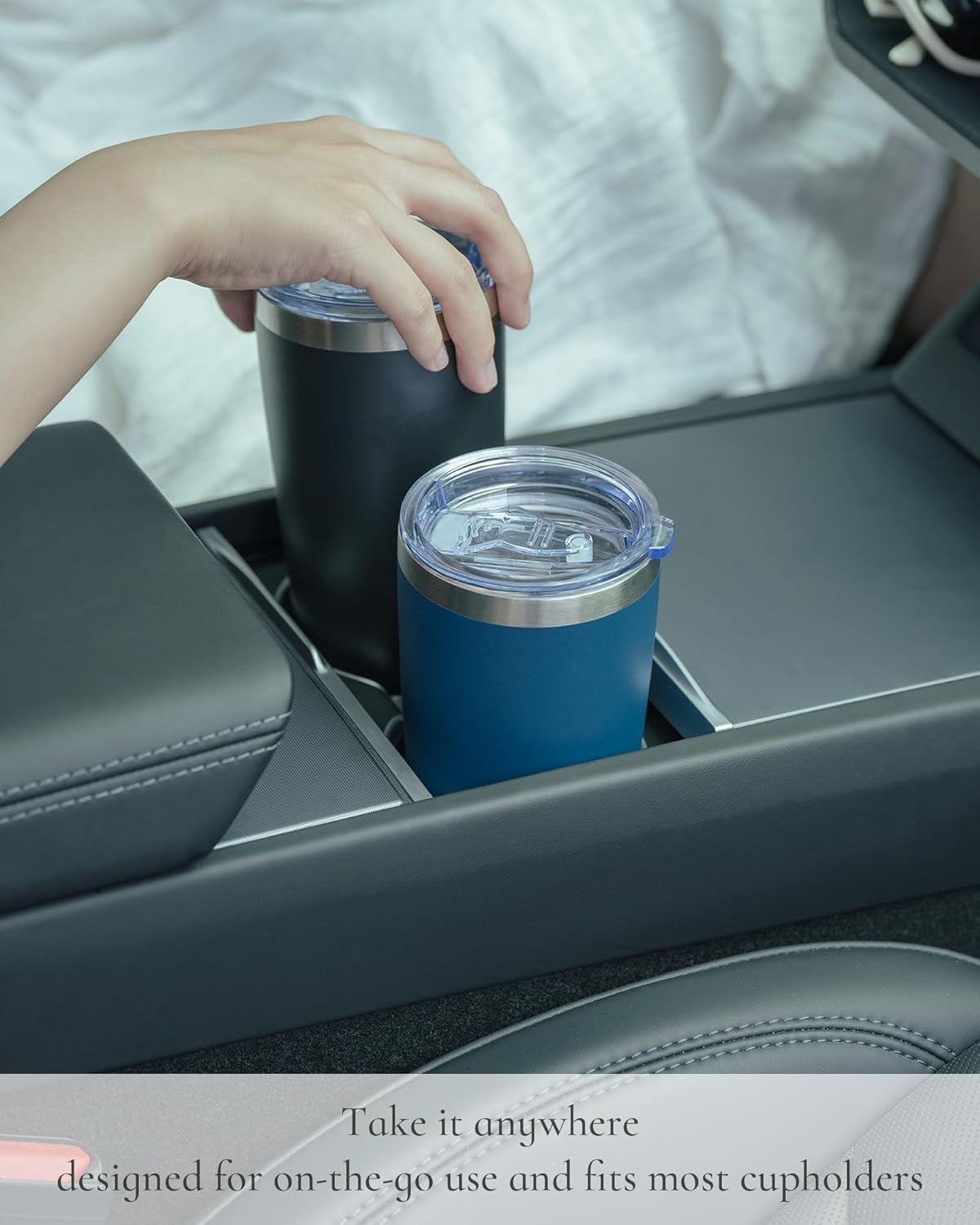 Travel Coffee Tumbler 20oz, Leakproof Travel Coffee Mug with Lid and Straw, Stainless Steel Double Wall Vacuum Insulated Tumbler for Hot/Iced Drinks (Textured Matte, Lilac Pink)