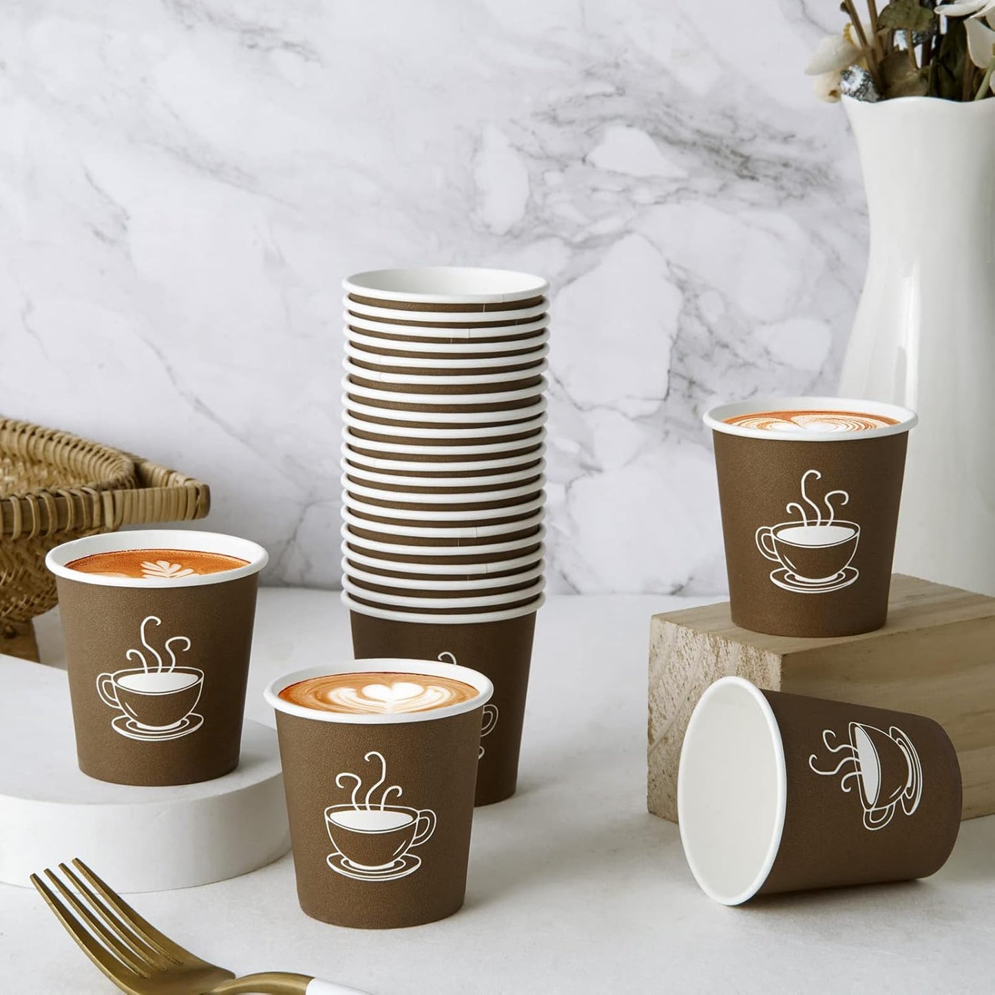 600 Pack 4 oz Paper Cups, Small Disposable Coffee Cups, Paper Espresso Cups, Hot/Cold Drinking Cups for Party, Picnic, Travel and Events