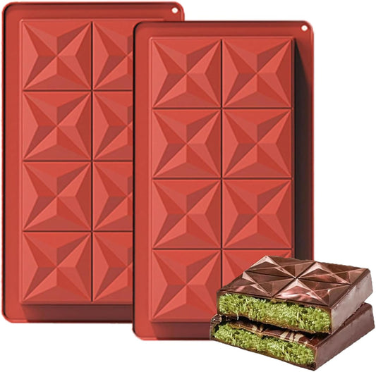 Dubai Chocolate Bar Molds 2 Pack,1.25 Inch Deep Large and Thick Silicone Chocolate Bar Molds for Stuffed Bar,Big Chocolate Candy Bar Mold for Filling Knafeh Pistachio Chocolate Bar Kit