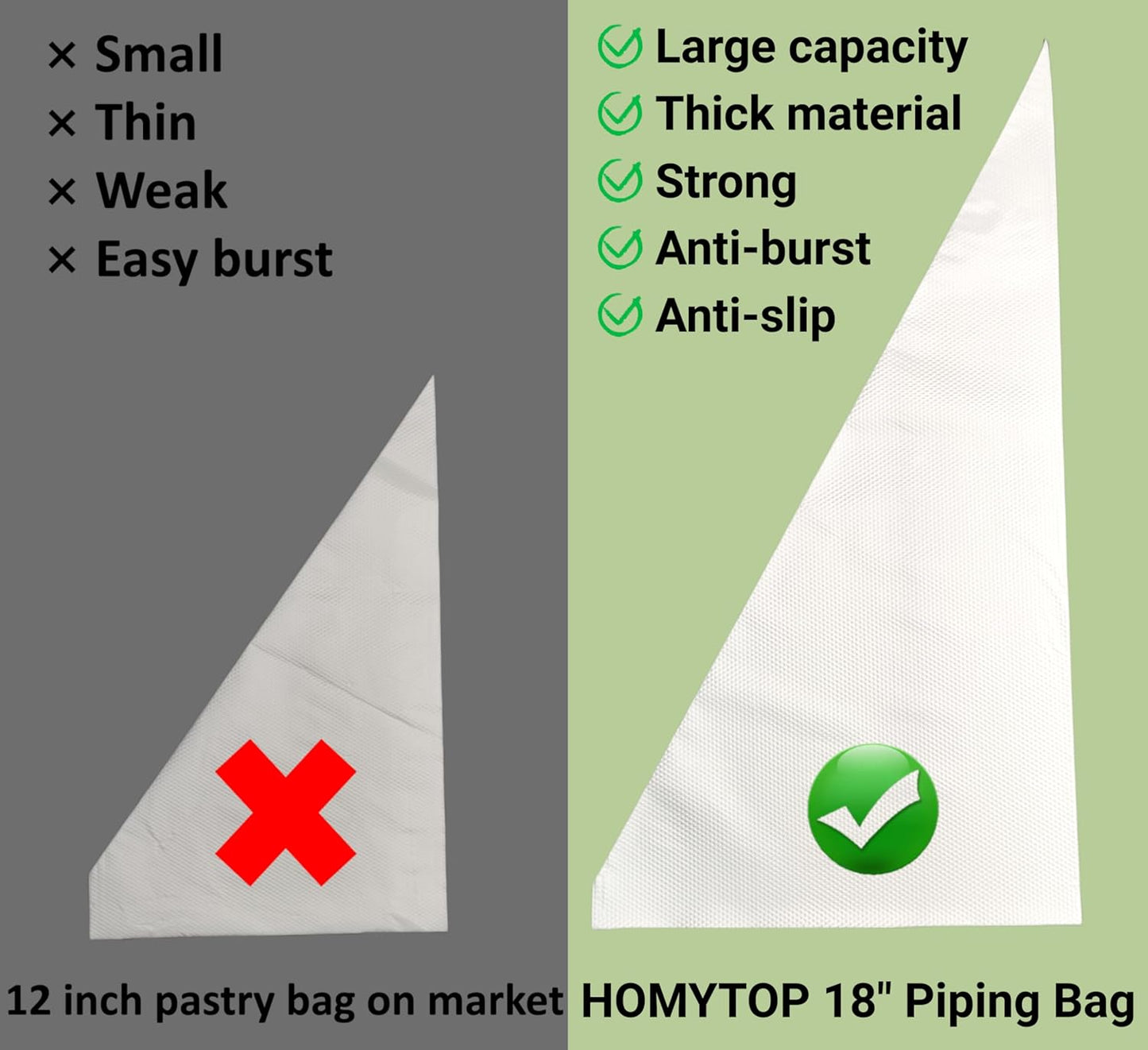 18 Inch Large Piping Bags - 100 Pack Disposable Pastry Bags - Thick Anti-Burst Pastry Icing Frosting Piping Bags For Decorating Cupcakes Cakes Cookies (Large 18 Inch-100 Pack)