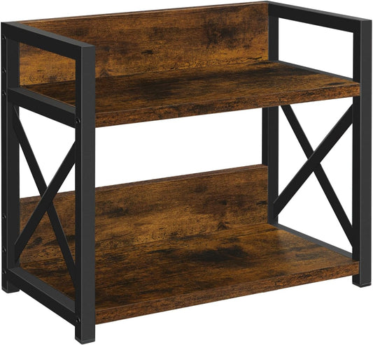 YINMIT Countertop Shelf Organizer,Coffee Bar Accessories,Spice Rack,Coffee Counter Shelf,2 Tier Coffee Organizer Station for Mugs,Cups,Cream,Syrup(Rustic Brown, Small)