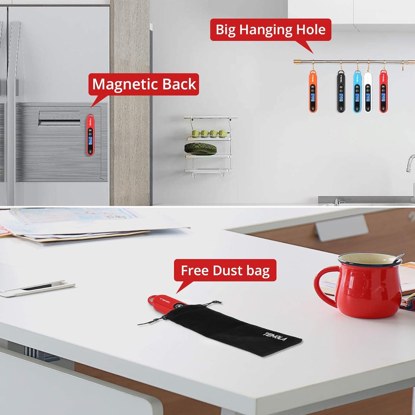 Meat Thermometer for Cooking, Instant Read Food Thermometer with Backlight Waterproof, Kitchen Digital Candy Thermometer for Grill BBQ Baking Water Milk Smoker Oil Deep Fry Liquids Turkey