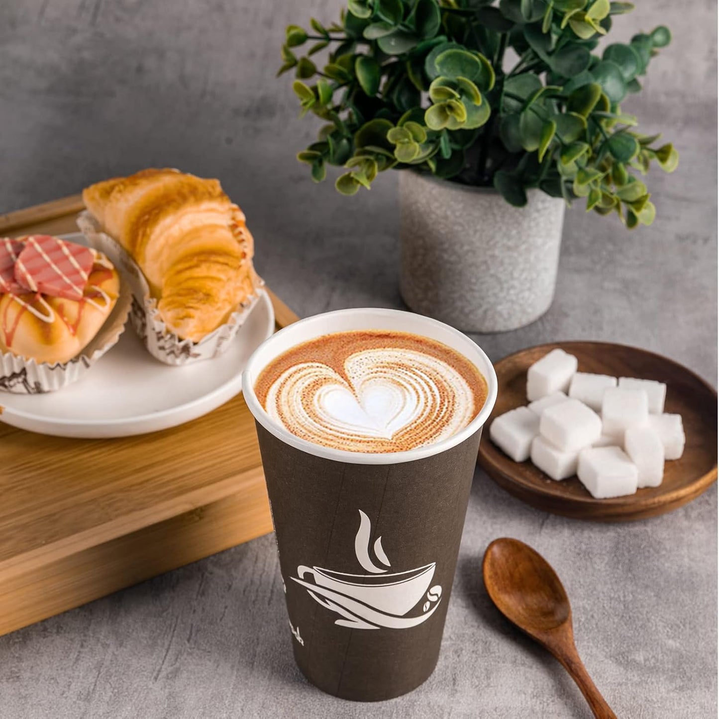 LITOPAK 210 Pack 16 oz Paper Cups, Brown Disposable Hot Coffee Cups for Party, Picnic, Travel, and Events