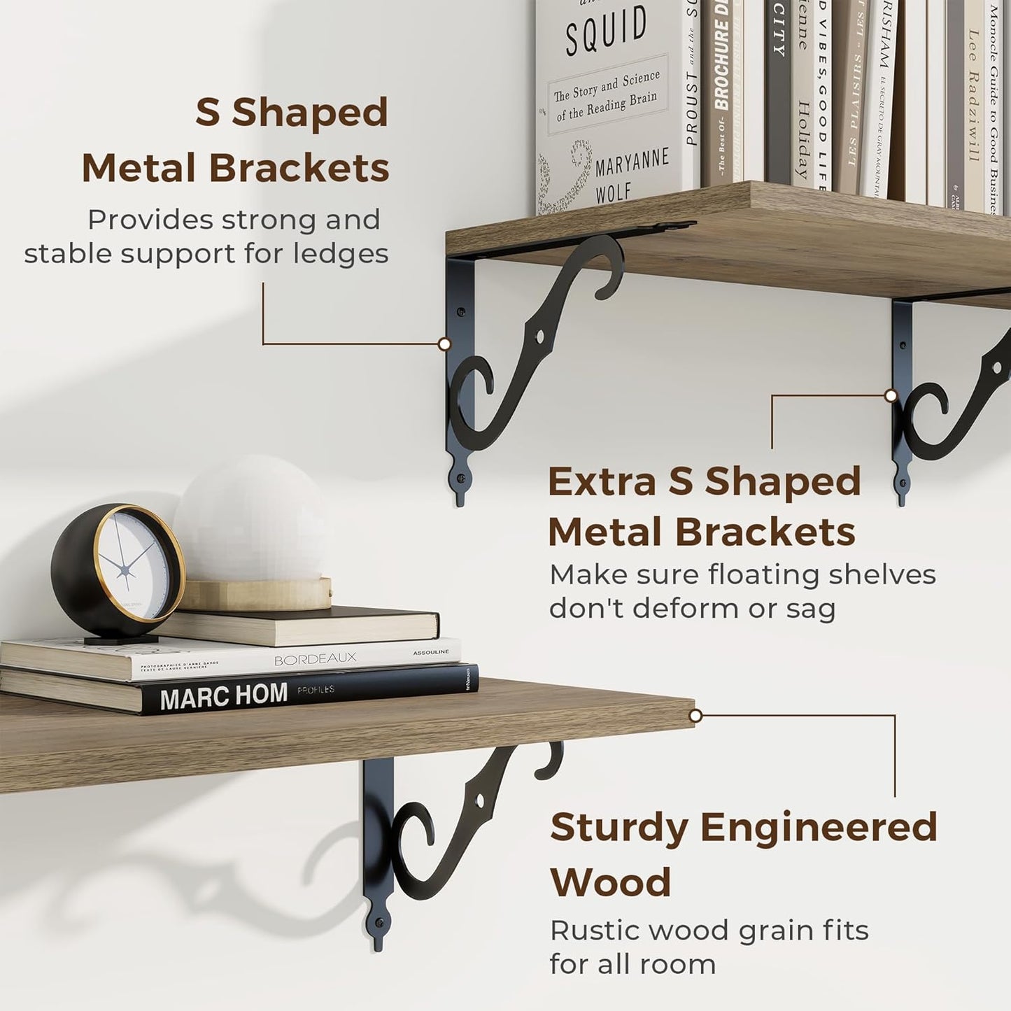 RICHFOCUS 12 Inch Deep Floating Shelves for Wall, 36" W x 12" D Wood Wall Shelves Set of 2, Wide Floating Shelves for Living Room, Bedroom, Kitchen, Bathroom and Decor Storage, Grey