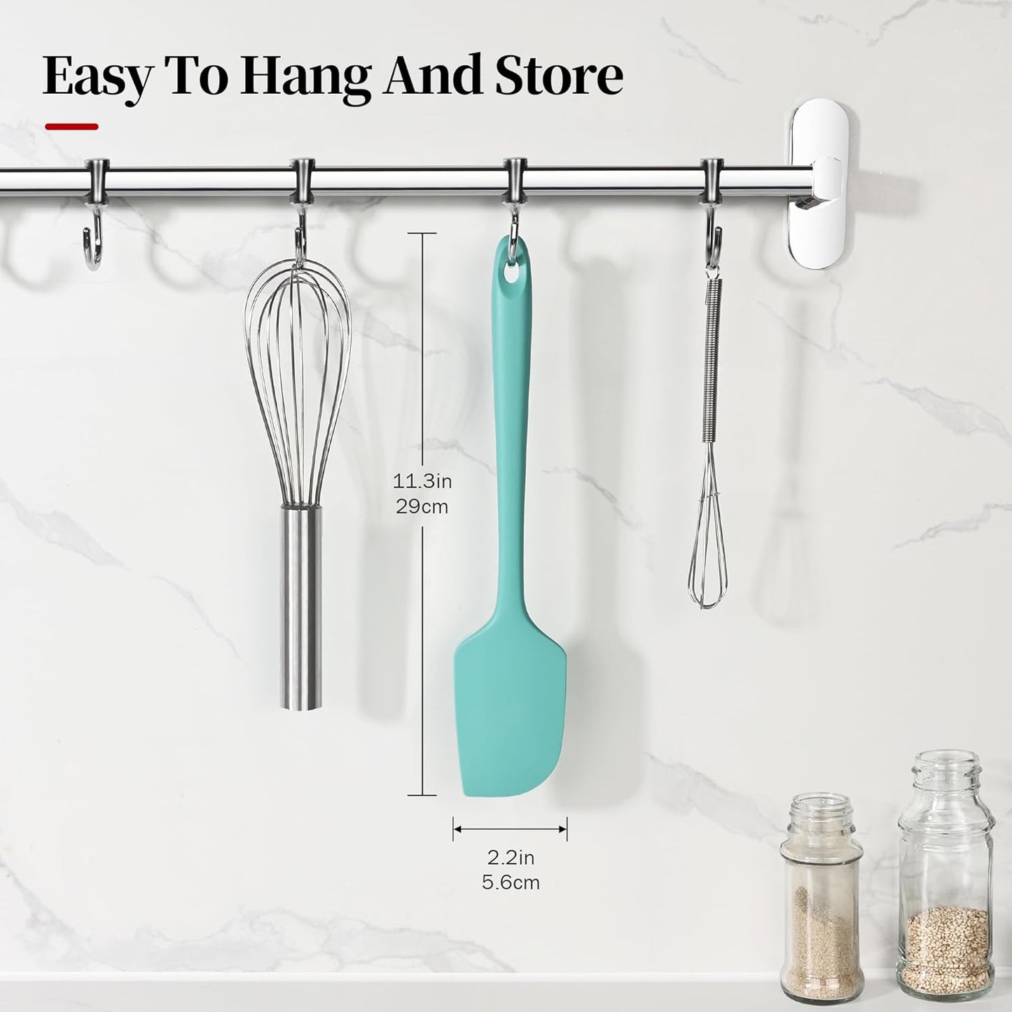 600ºF Heat Resistant Spatula, 11.34 inch High Heat Food Safe Semless Kitchen Silicone Scraper for Cooking Baking Mixing Scraping Stirring Nonstick Cookware Pan Bowl (Turquoise)