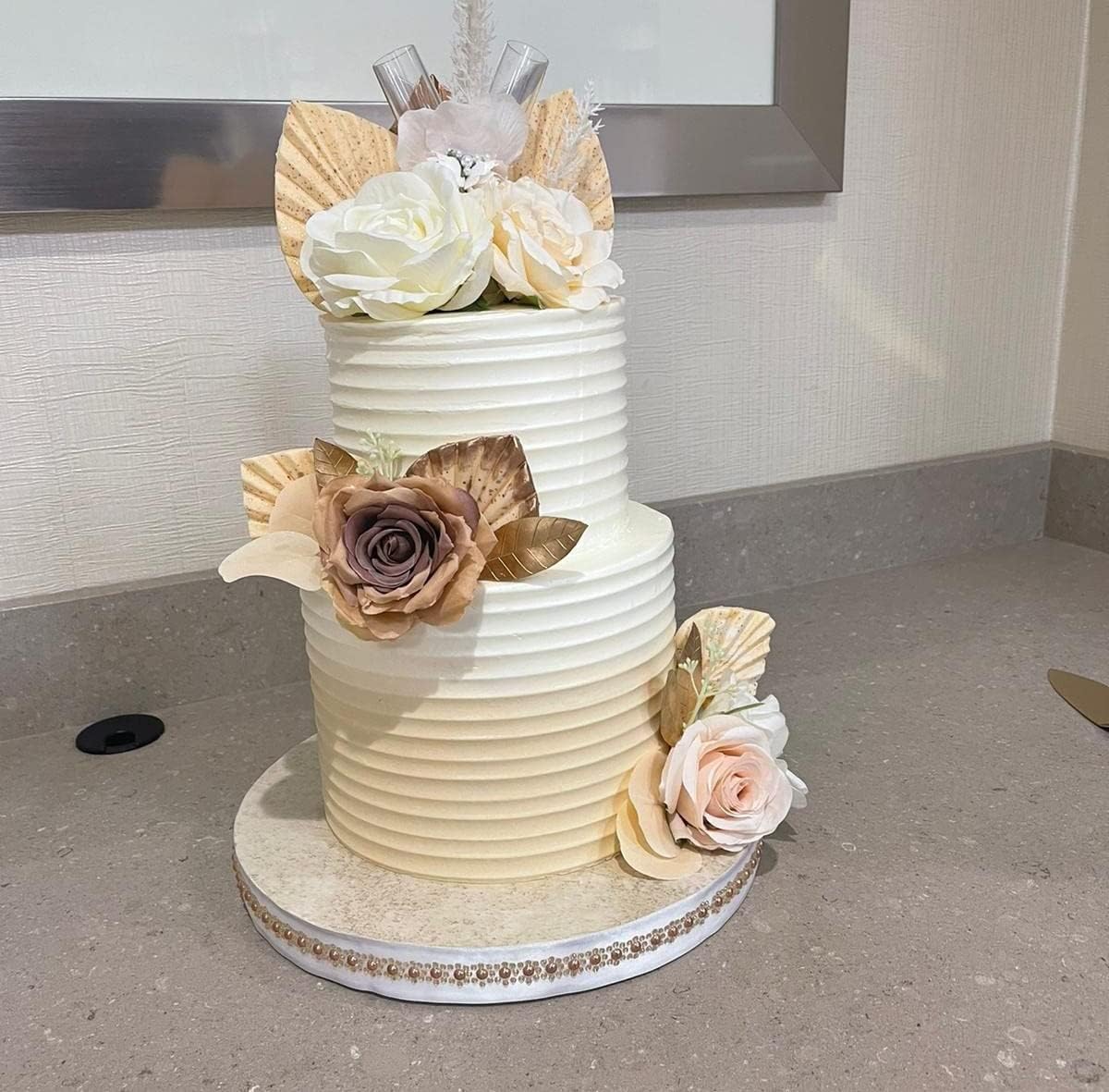 Siking Stainless Steel Cake Comb Metal Cake Scraper, Cake Buttercream Smoother Edge Side Sculpting Decorating Tools (Narrow Scallop), SCC- 1-4